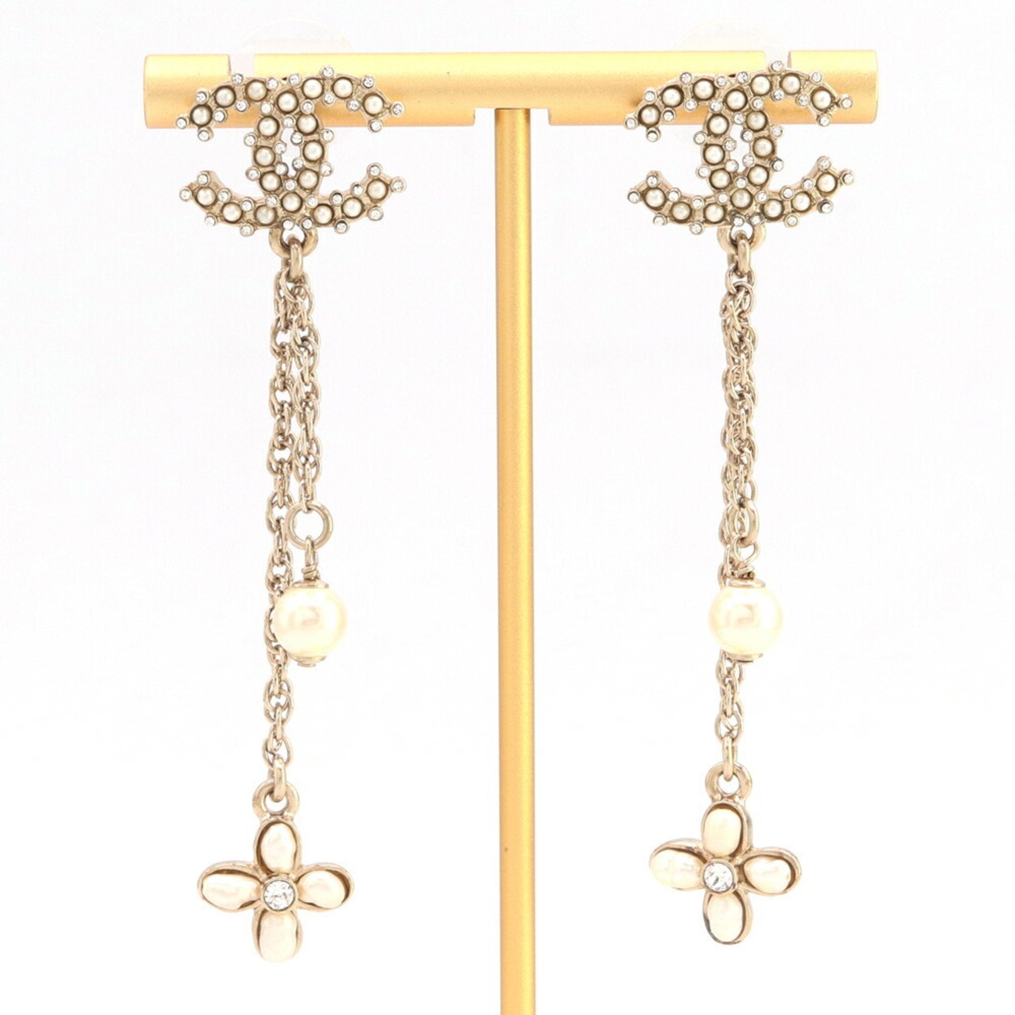 CC Logo Flower Earrings Metal