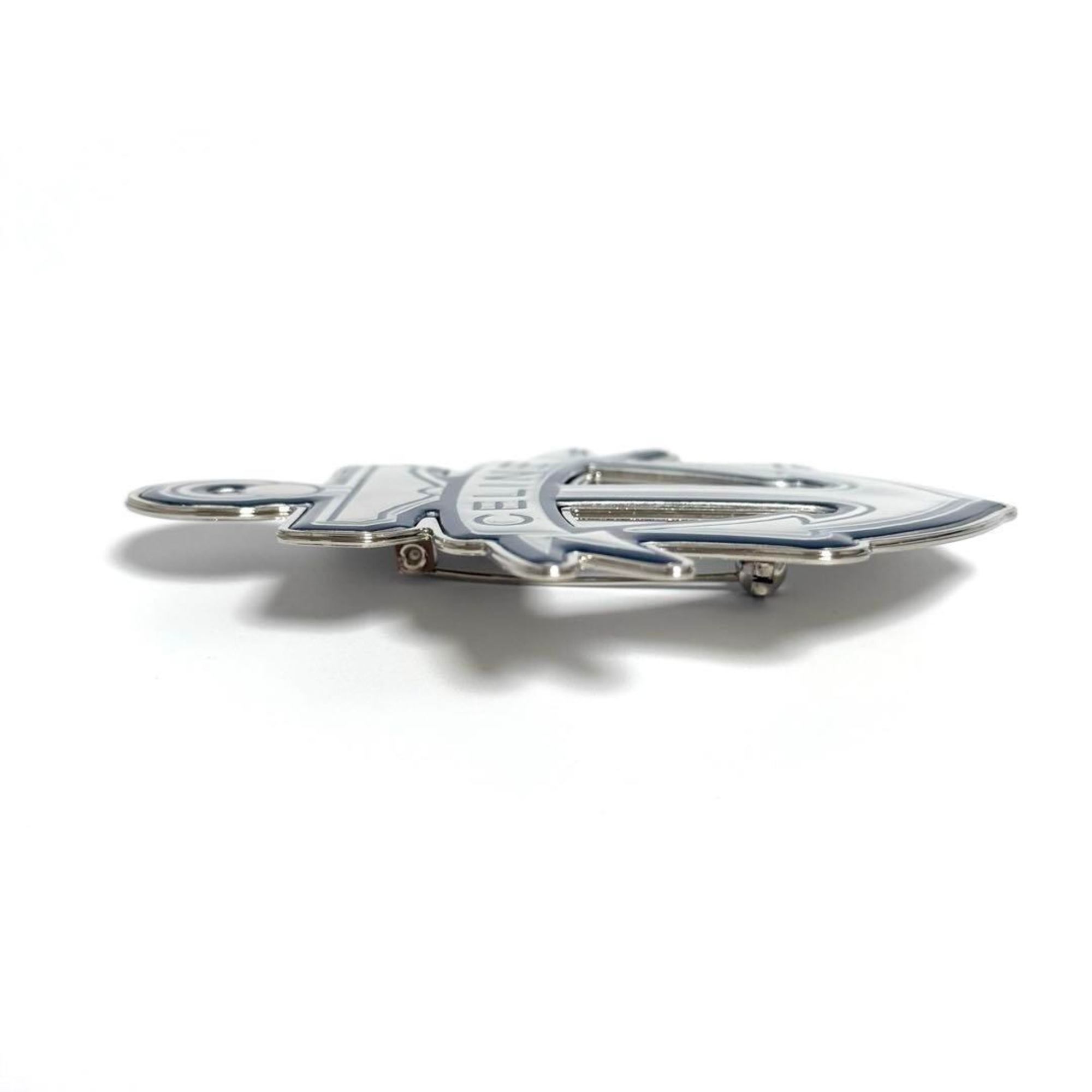 Anchor Badge Brooch Metal Blue and Silver