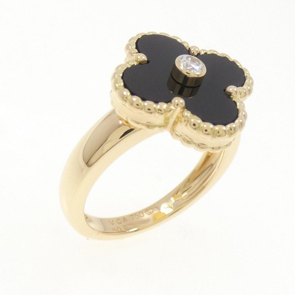 Vintage Alhambra Ring 18K Yellow Gold and Onyx