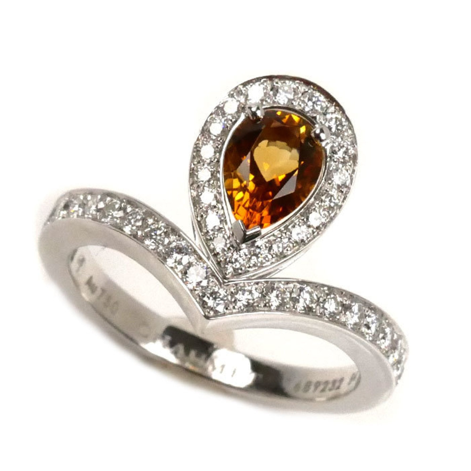 Josephine Aigrette Ring 18K White Gold with Citrine and Diamond