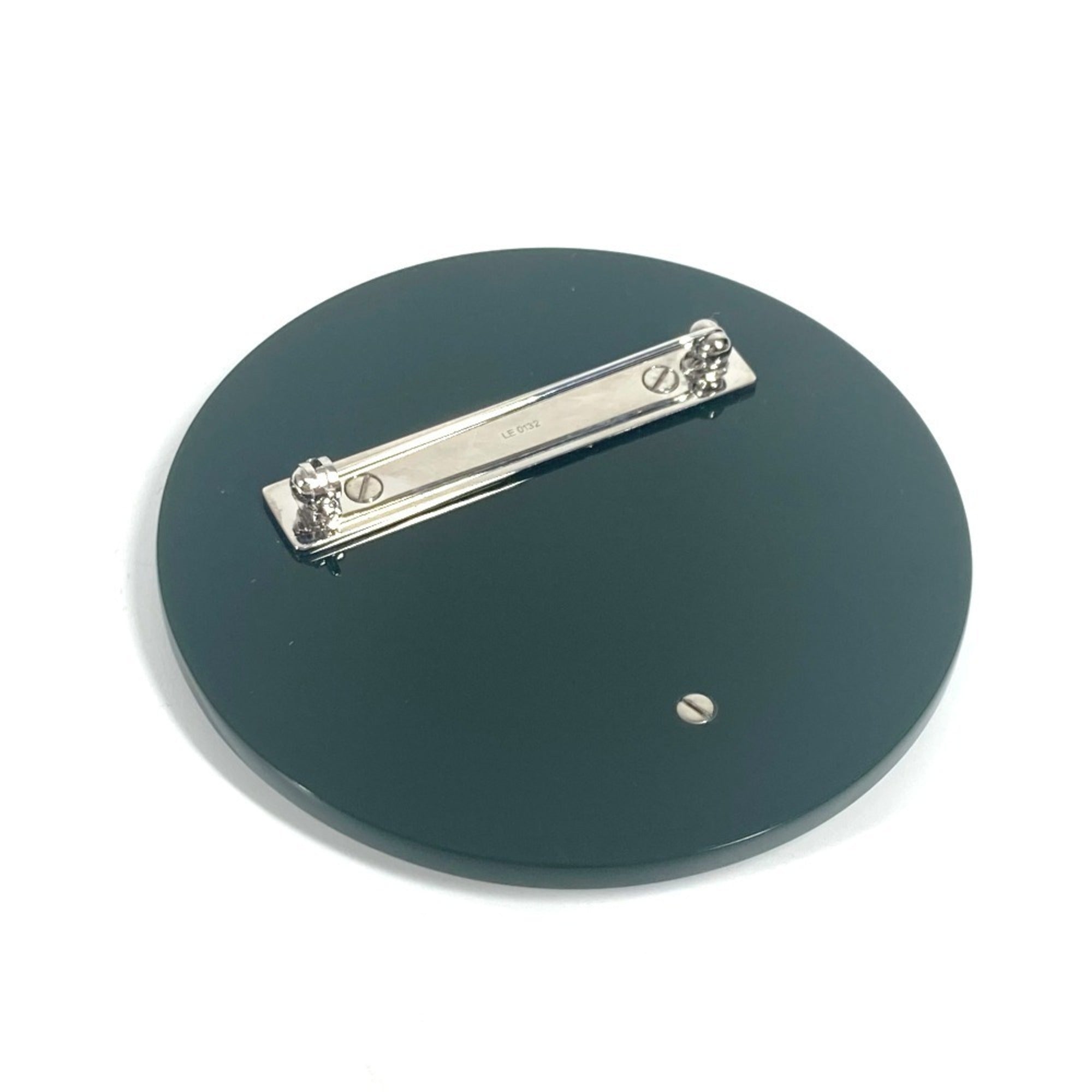 Novelty Brooch Metal and Plastic Khaki Silver