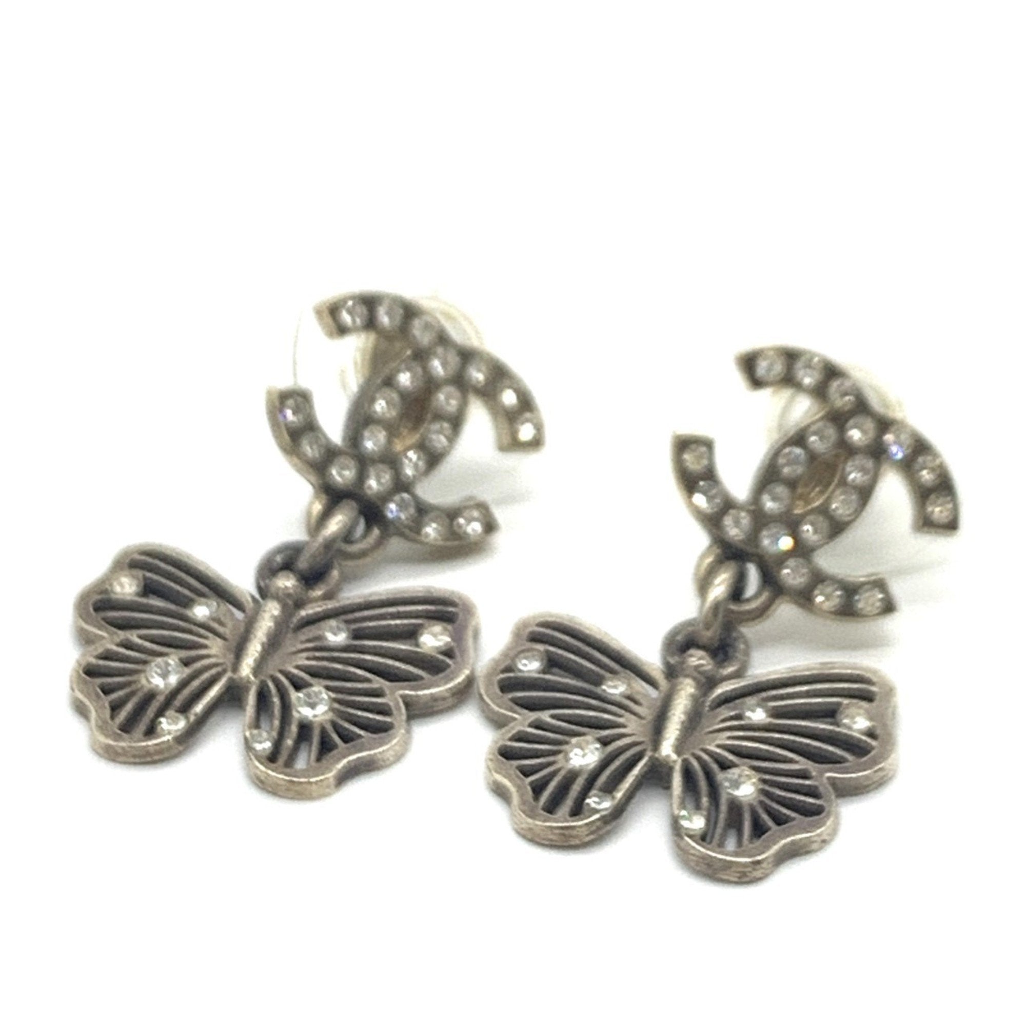 CC Logo Butterfly Earrings Metal