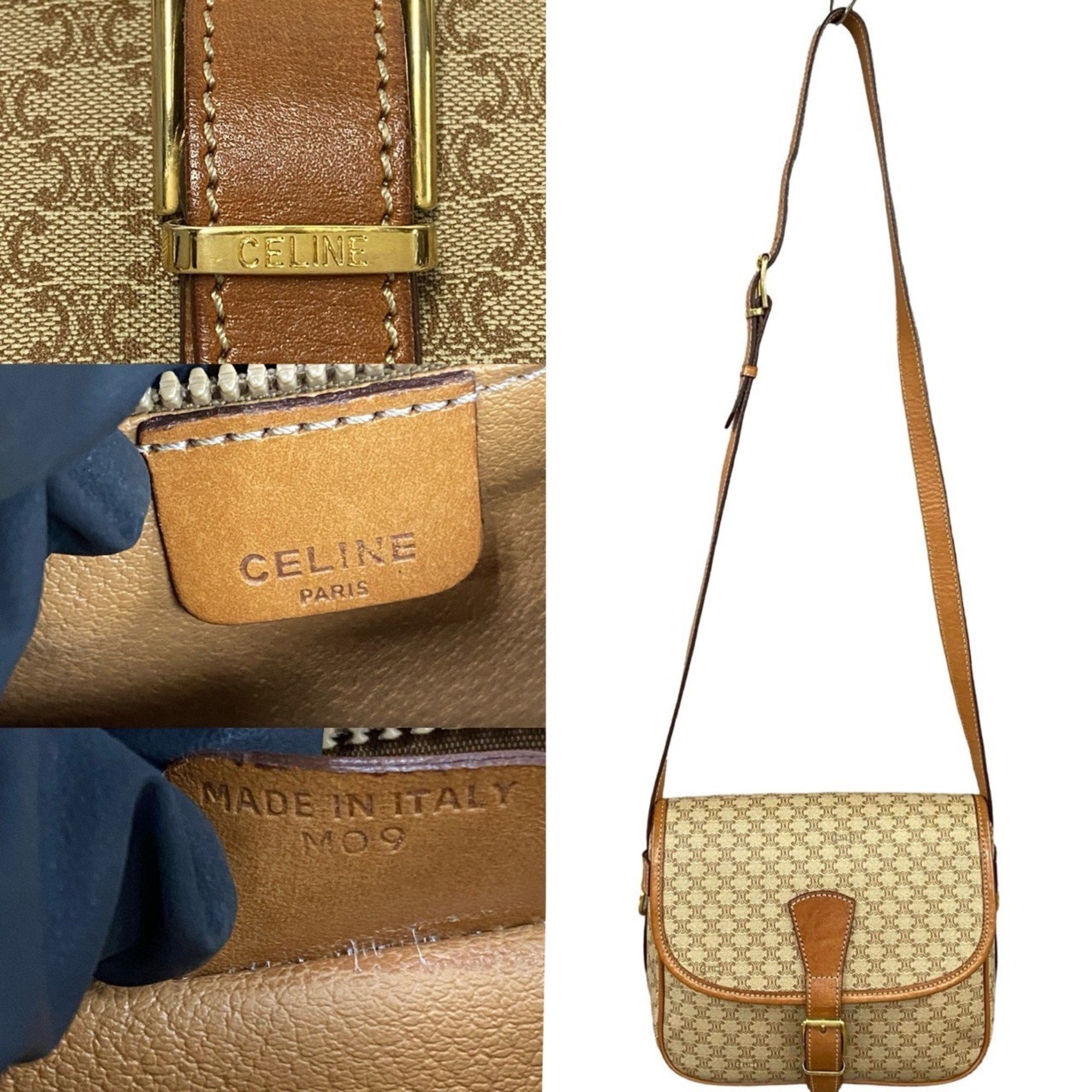 Vintage Saddle Flap Shoulder Bag Macadam Coated Canvas Small