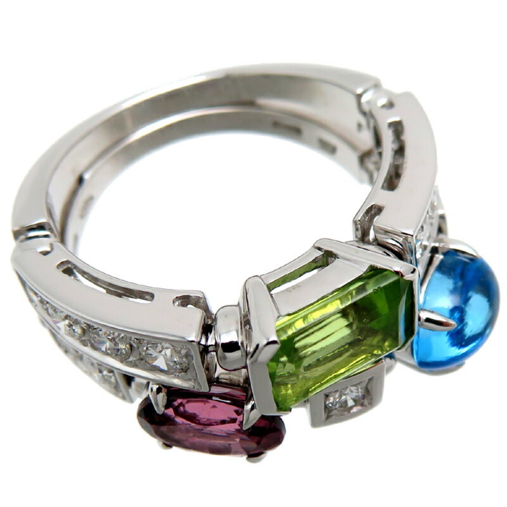 Allegra Ring 18K White Gold with Diamond and Peridot and Topaz and Tourmaline