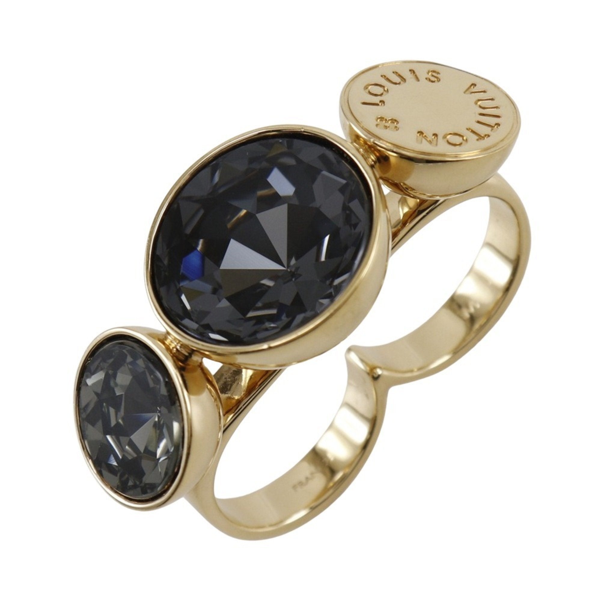 Over The Rainbow Sparkling Double Finger Twisted Band Ring Gold-Plated Gray