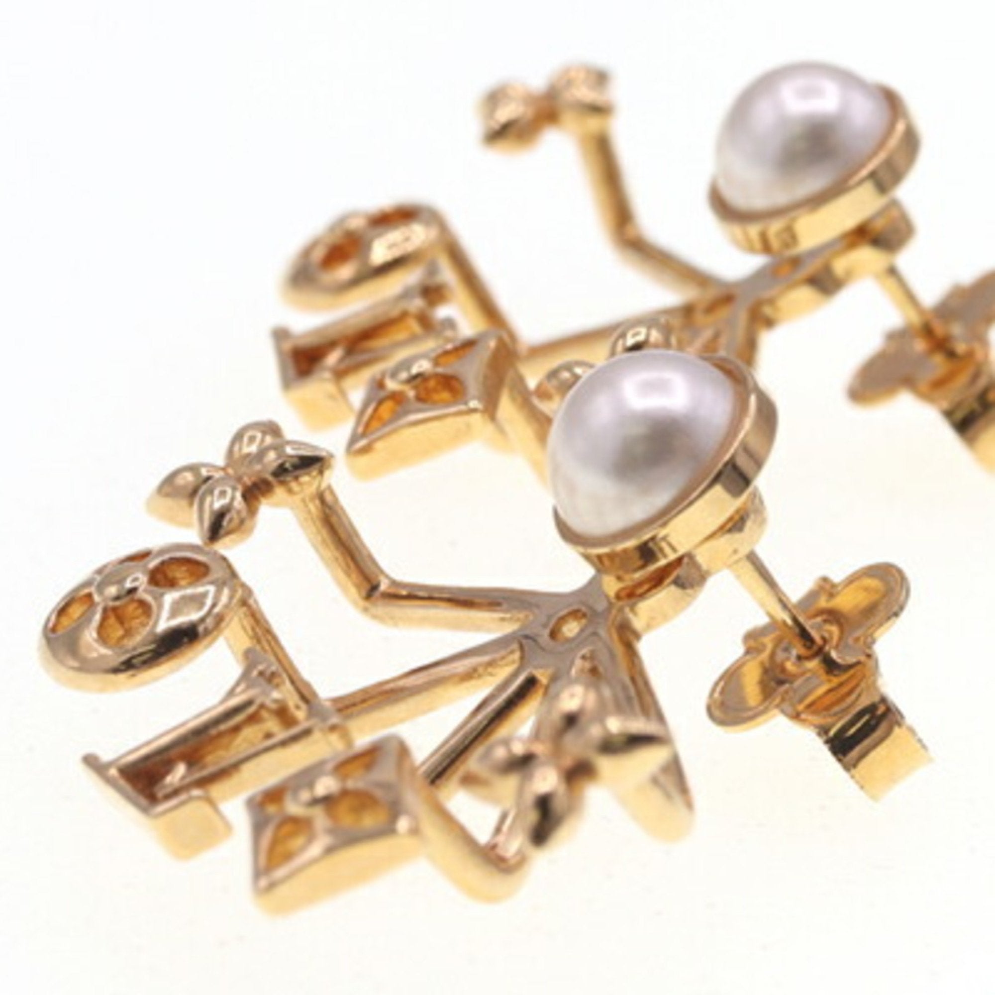 Pearl Earrings Gold Metal and Artificial Pearl