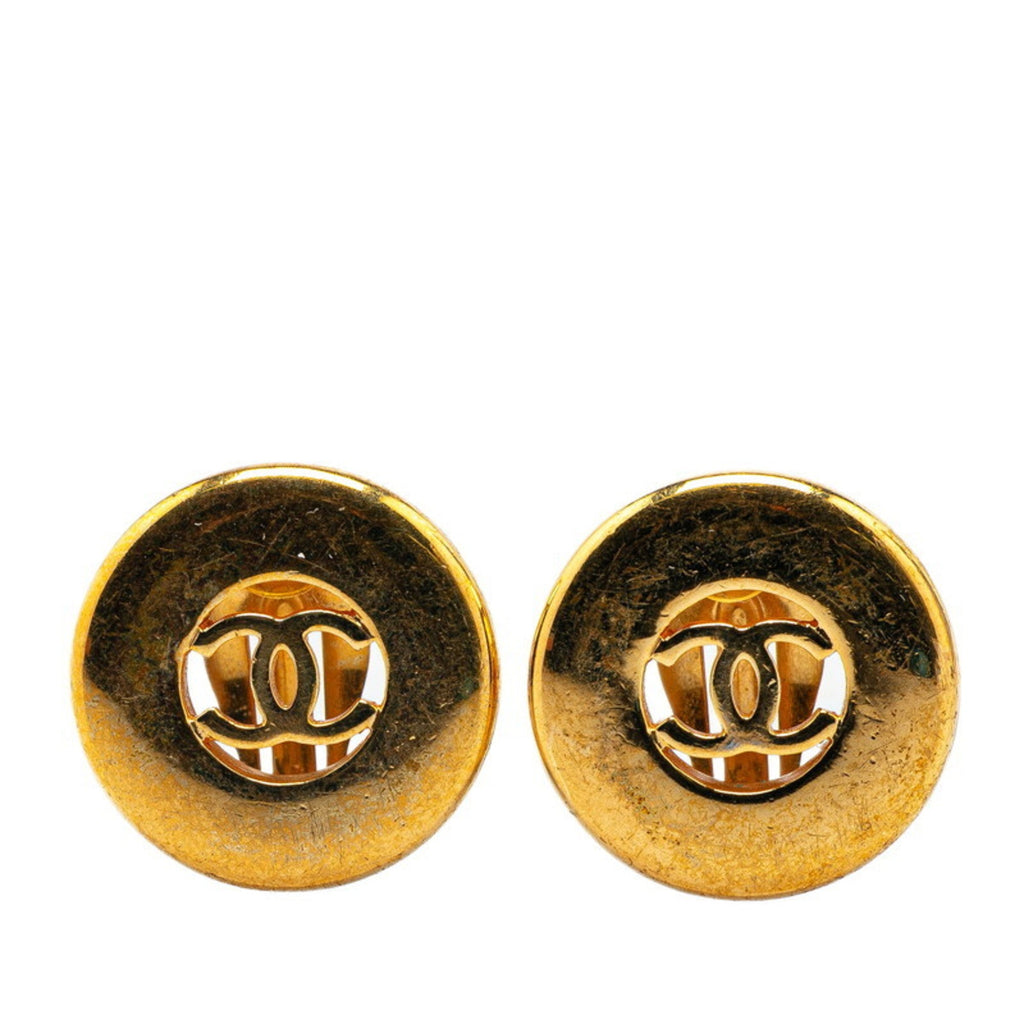 CC Logo Clip-On Earrings Metal Gold-Tone Metal