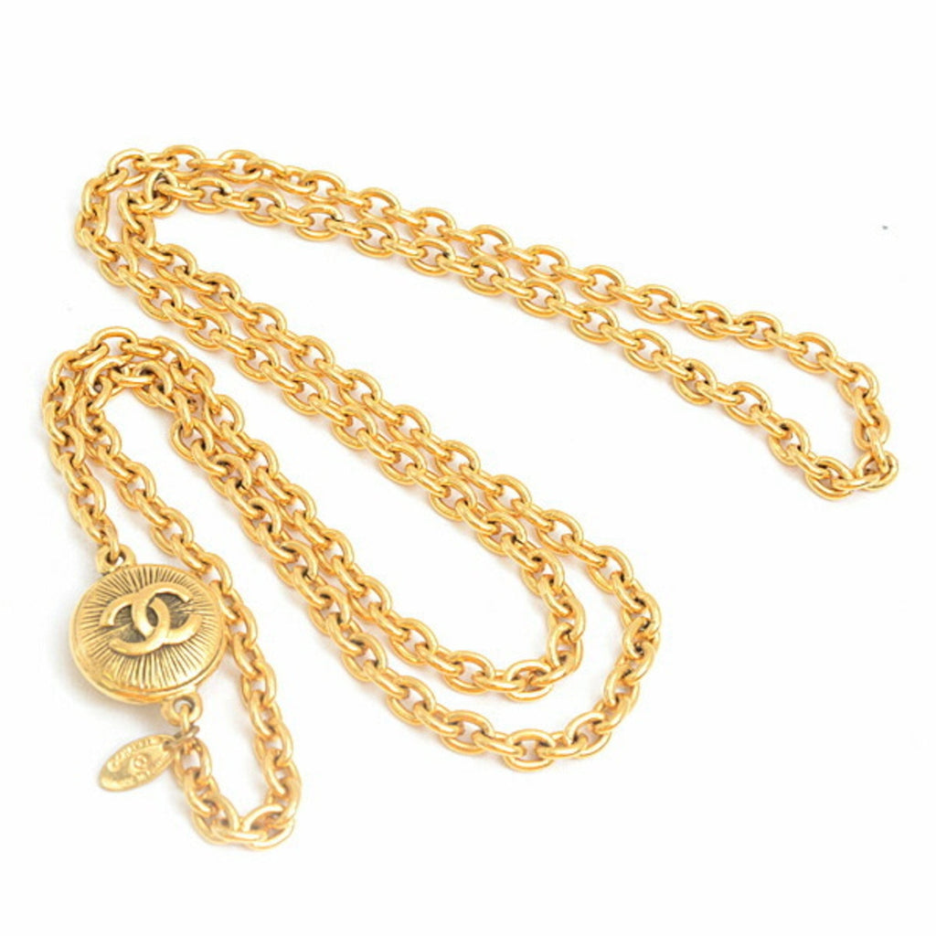CC Logo Chain Pendant Necklace Gold-Tone Metal
