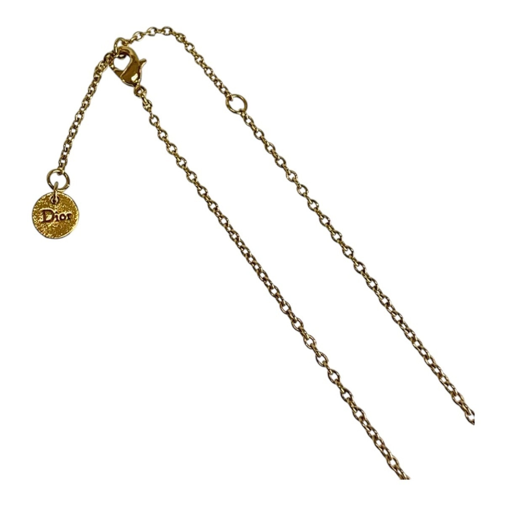 Pendant Necklace Metal and Rhinestone Gold