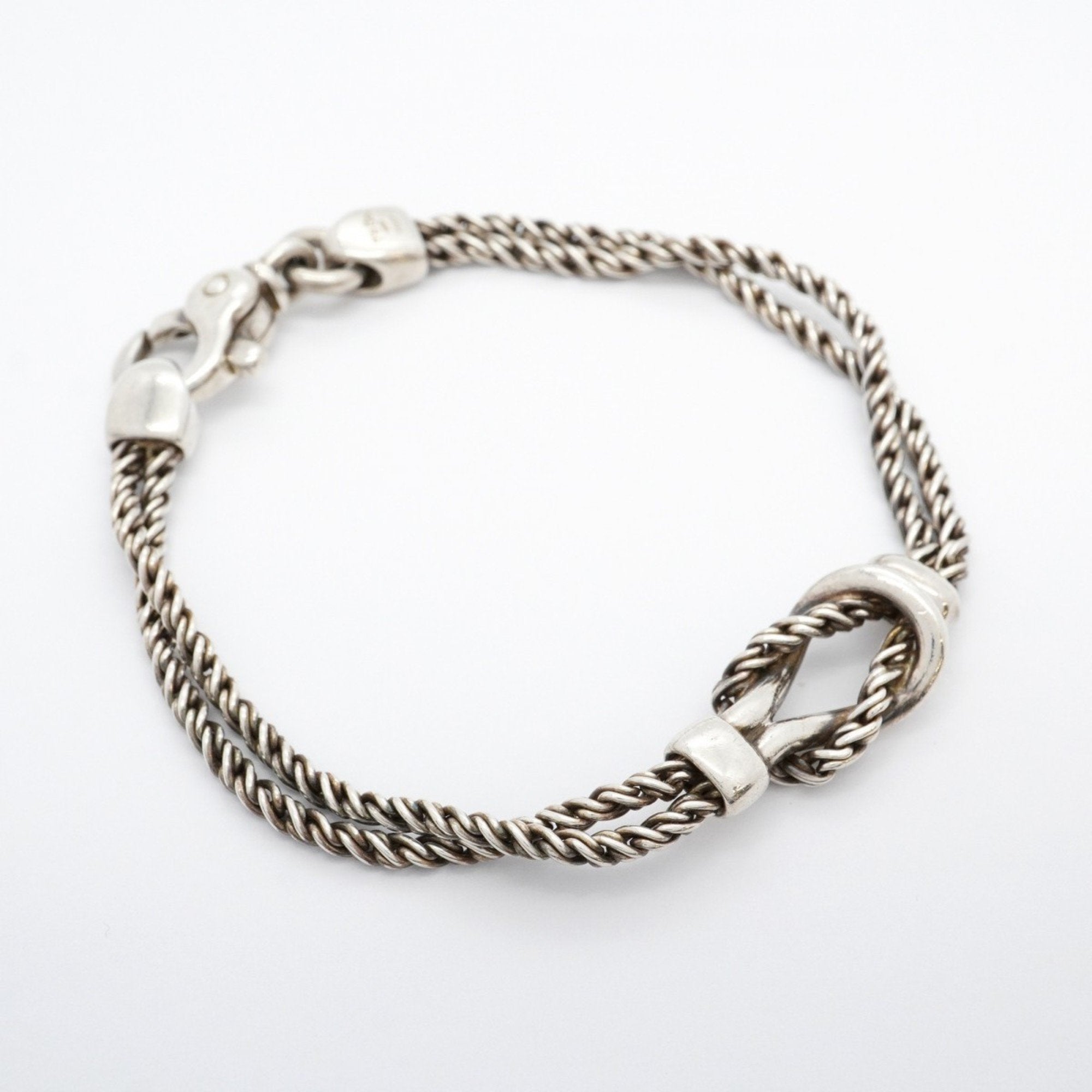 Center Knot Double Rope Bracelet Sterling Silver