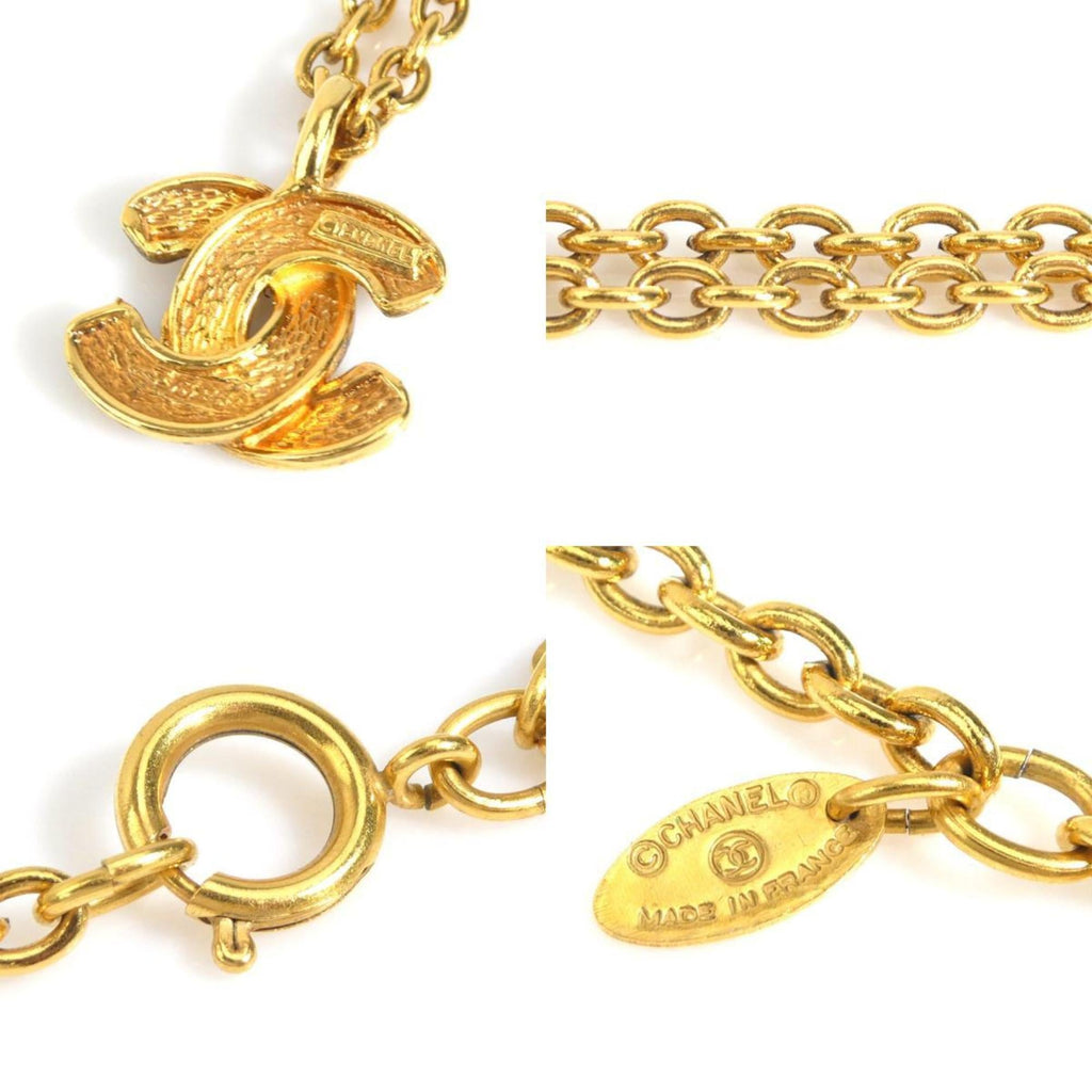 CC Logo Pendant Necklace Gold-Tone Metal