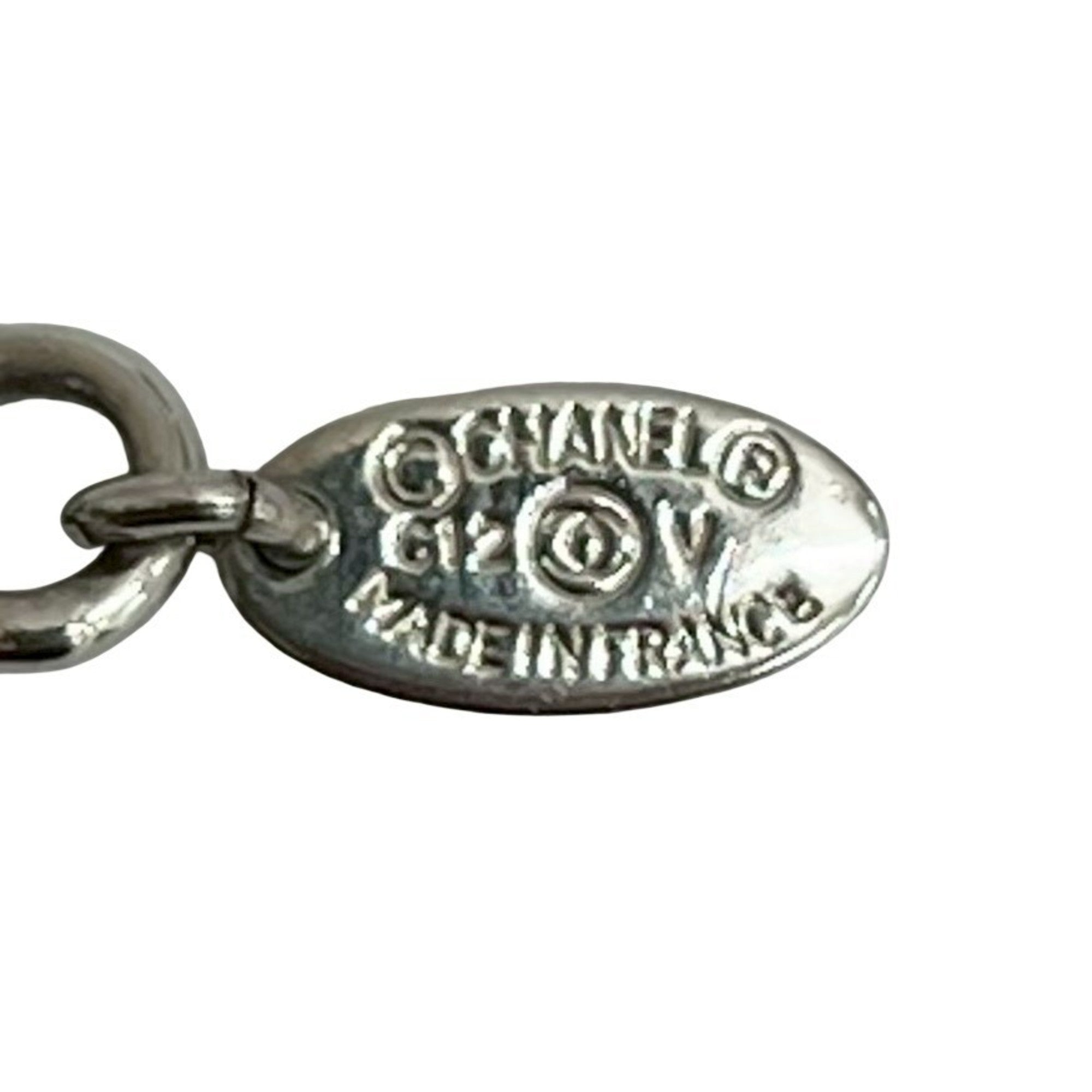 CC Logo Pendant Necklace Silver-Tone Metal