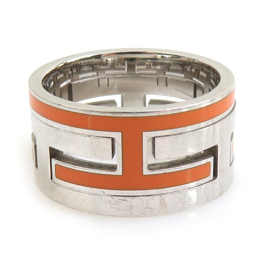 Ring Enamel and Sterling Silver With Orange