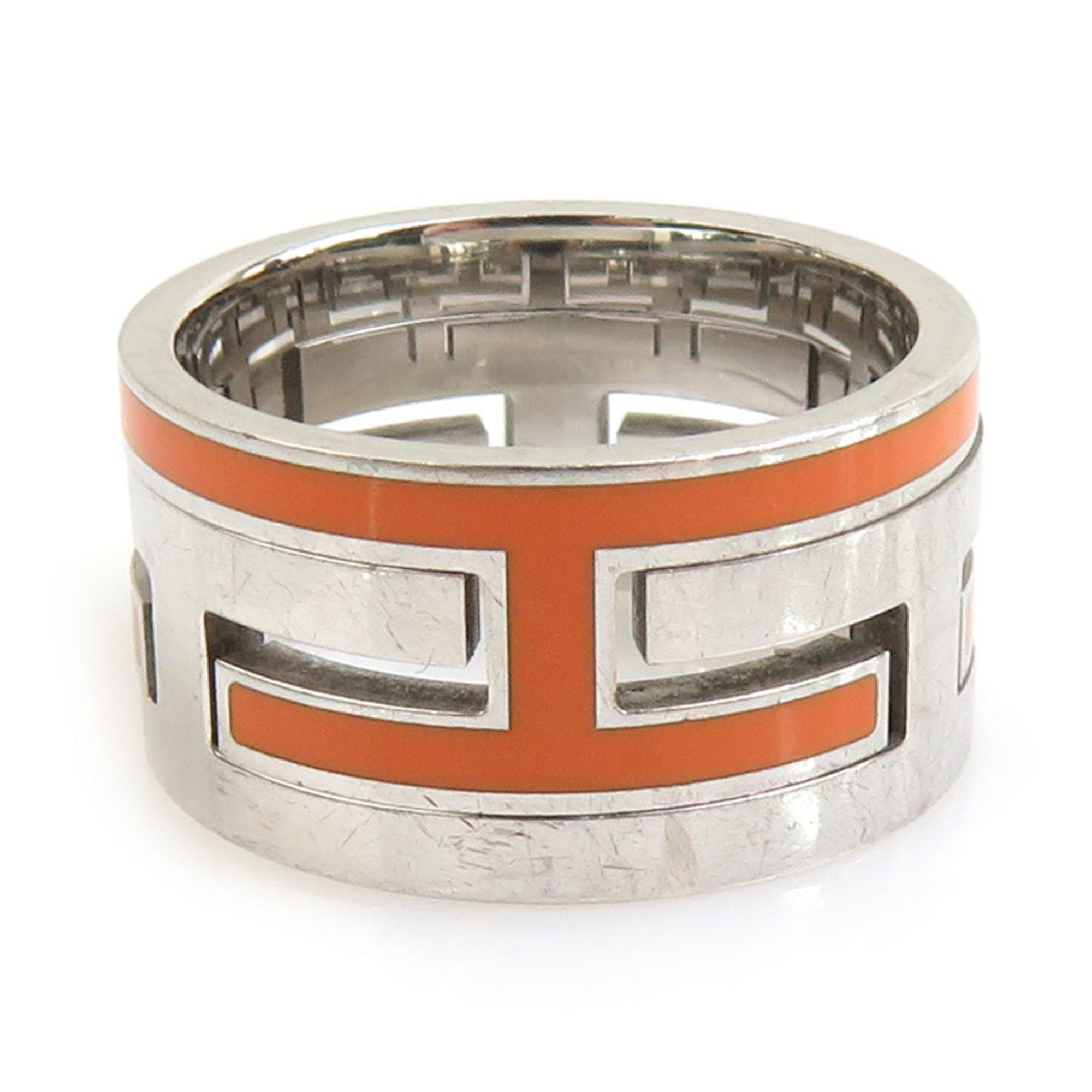 Ring Enamel and Sterling Silver With Orange