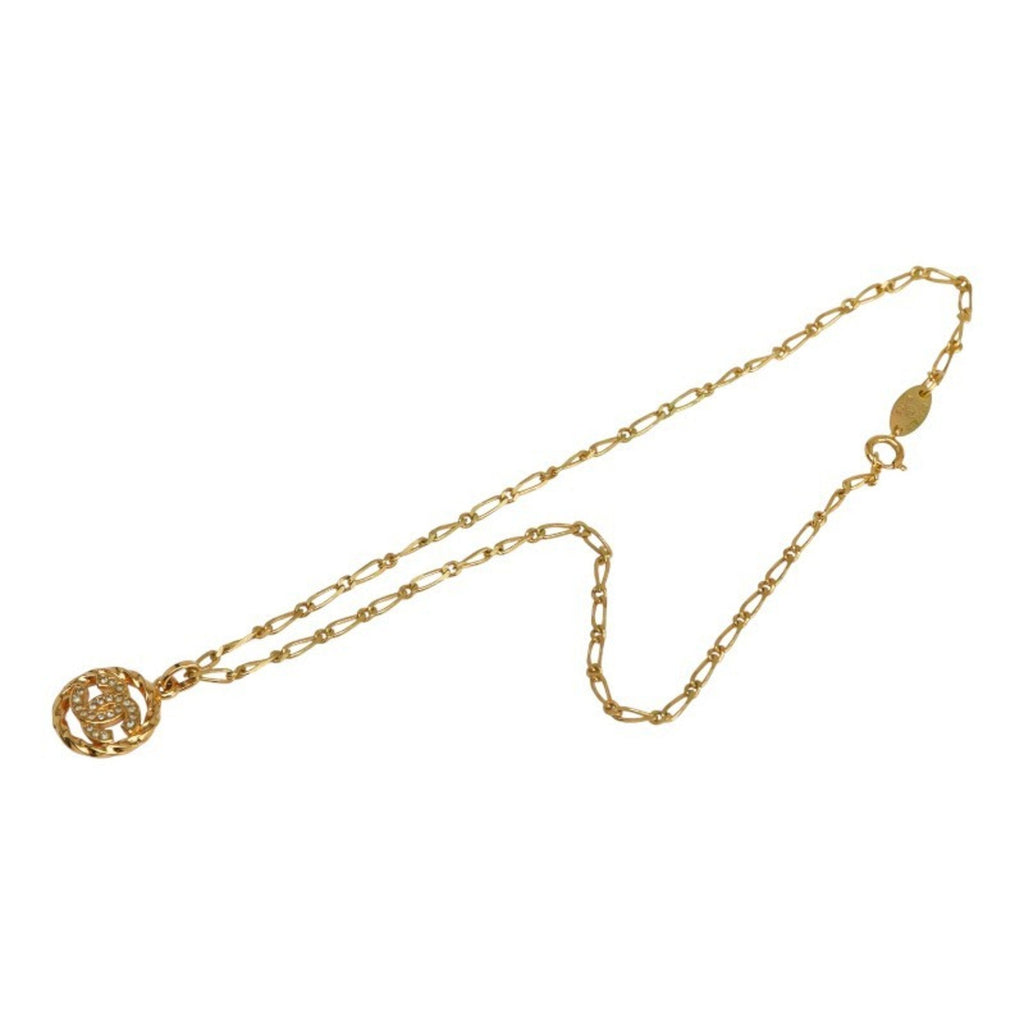 CC Logo Round Circle Pendant Necklace Metal