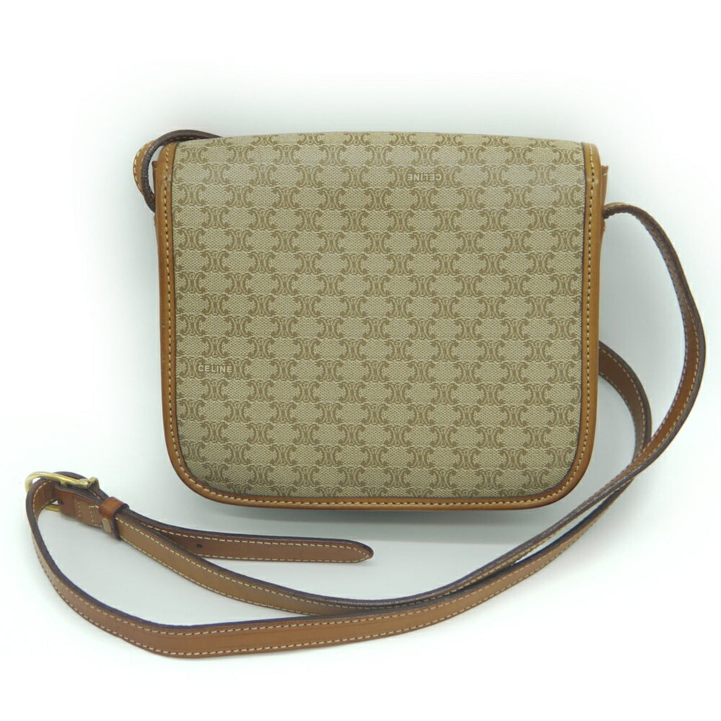 Vintage Saddle Flap Shoulder Bag Macadam Coated Canvas Small
