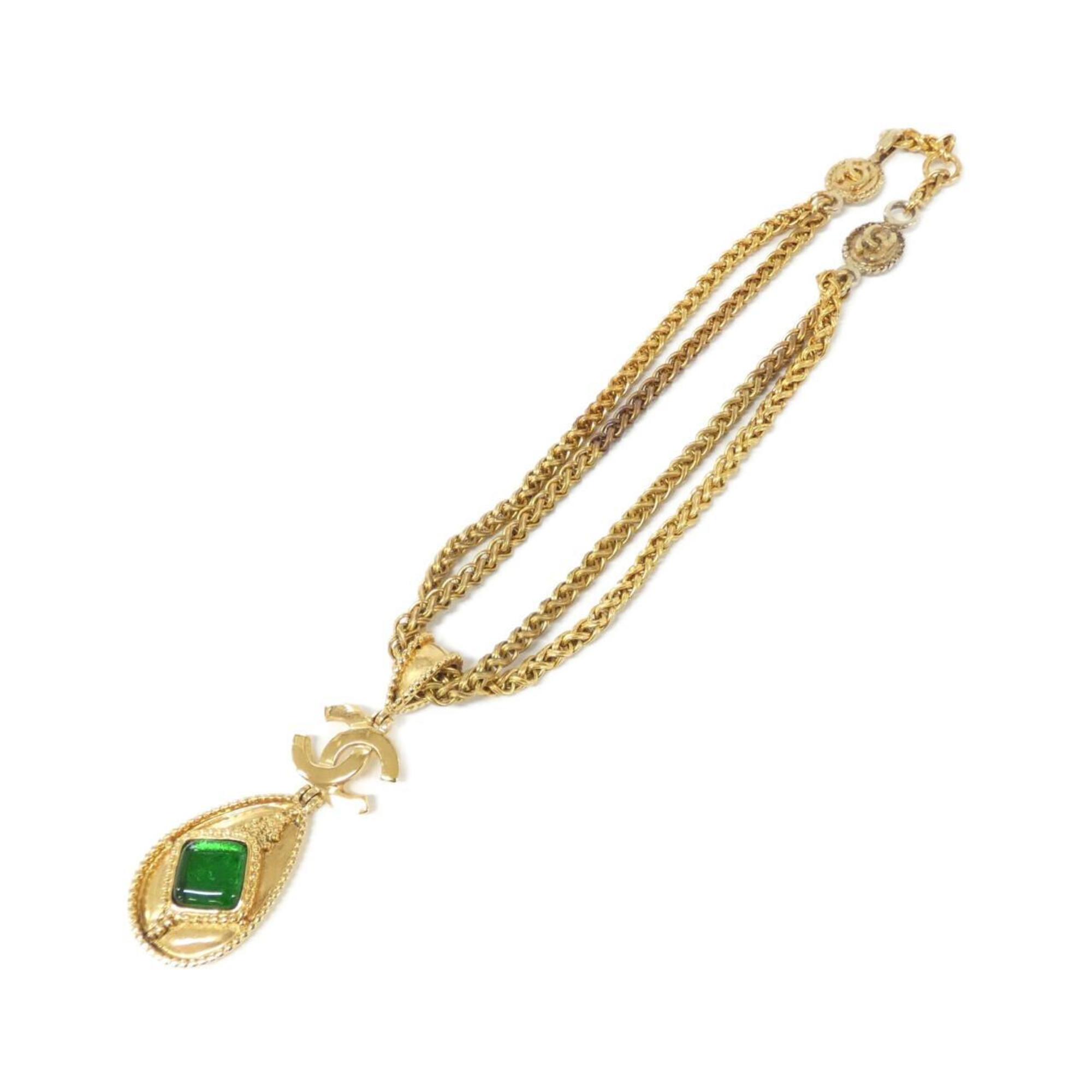 Pendant Necklace Gold Green