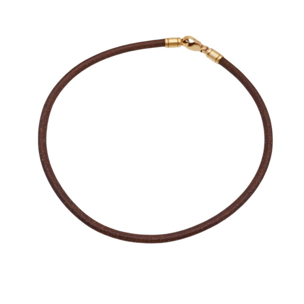 Necklace Leather and 18K Yellow Gold