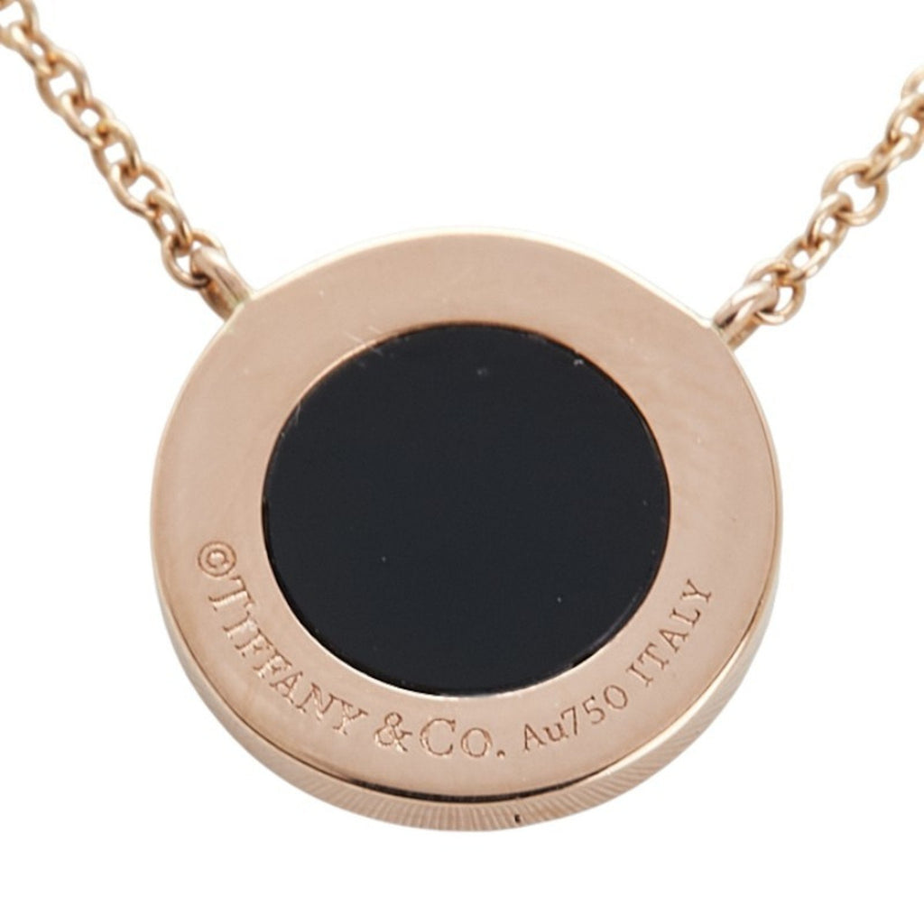 T Pendant Necklace 18K Rose Gold with Diamond and Onyx
