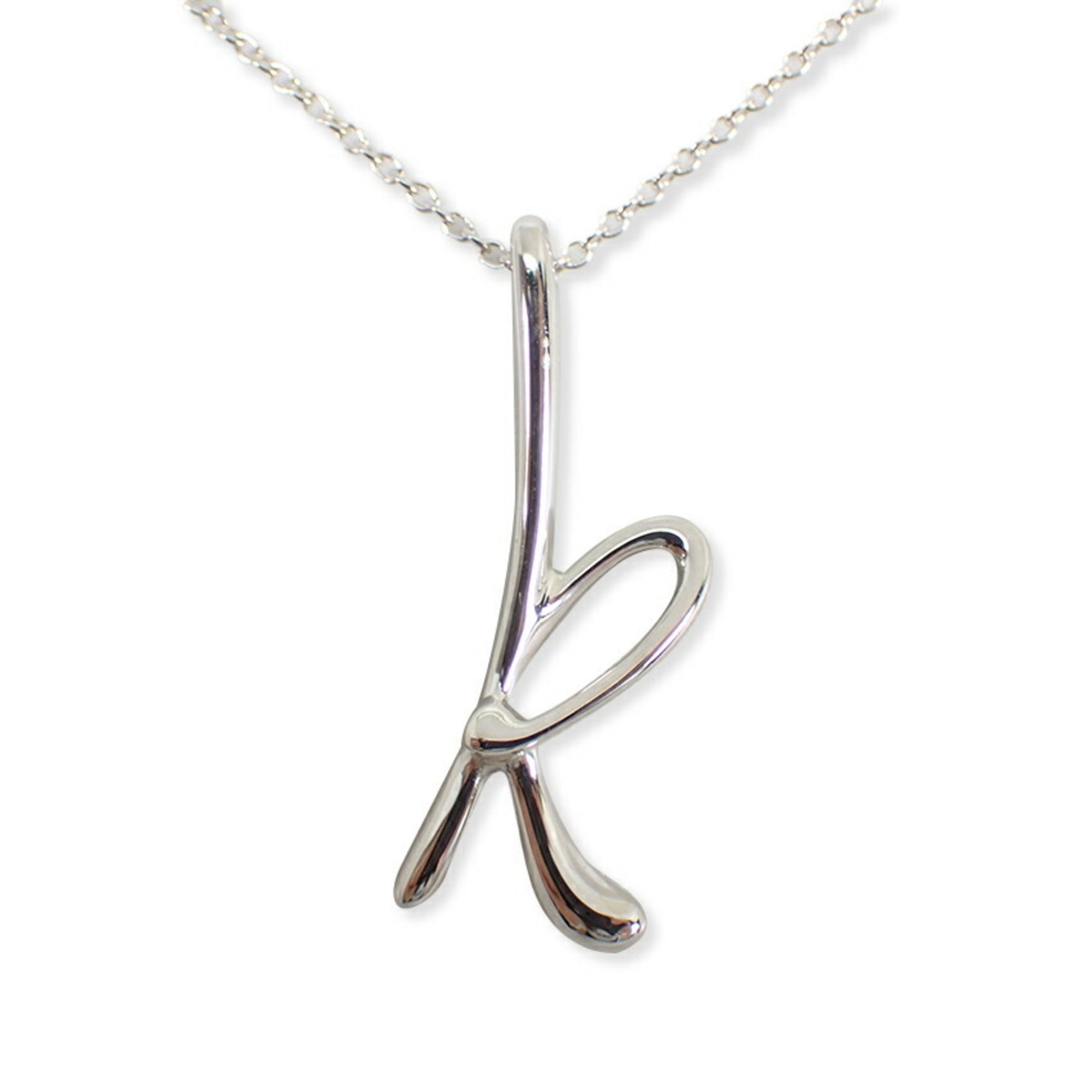 Initial K Pendant Necklace Sterling Silver