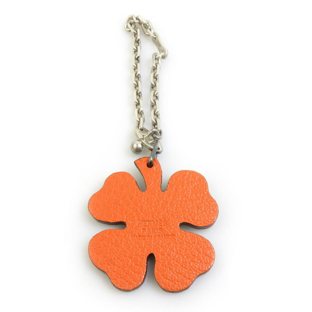 Clover Charm Leather and Sterling Silver Handbag Charm