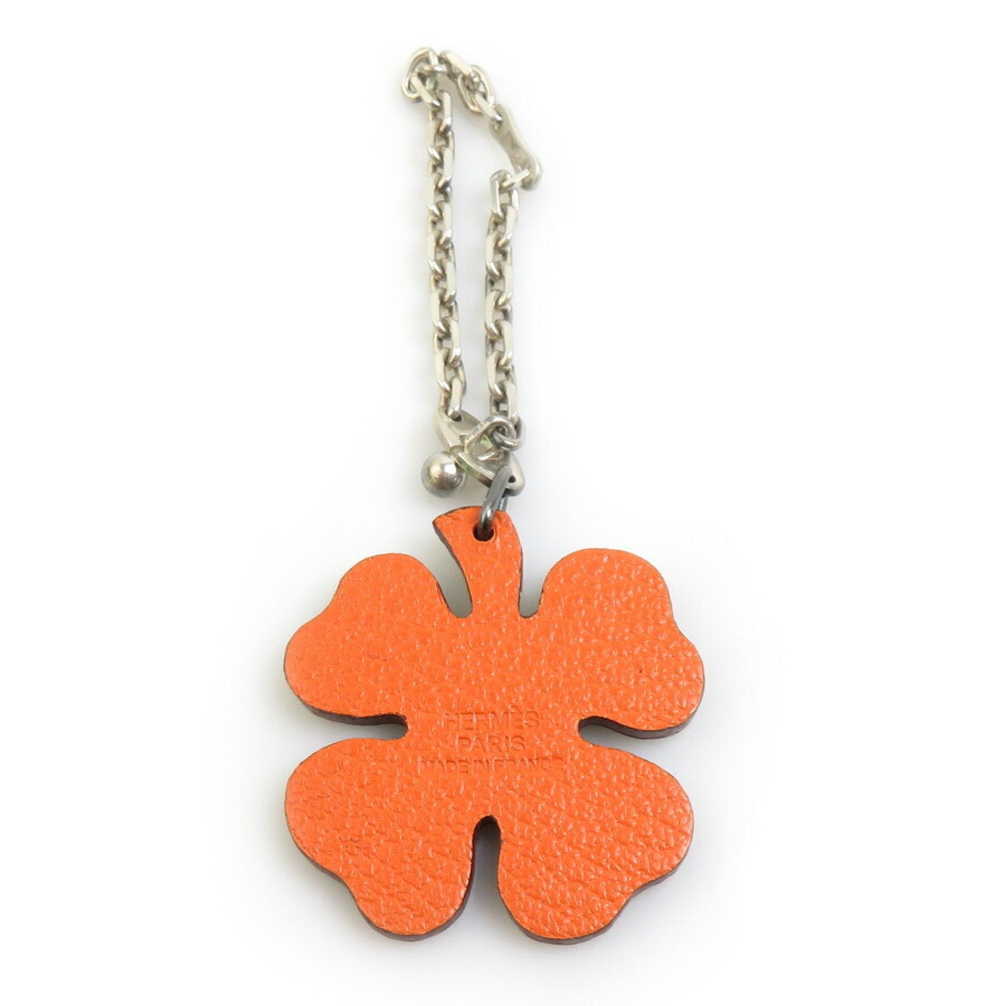 Clover Charm Leather and Sterling Silver Handbag Charm