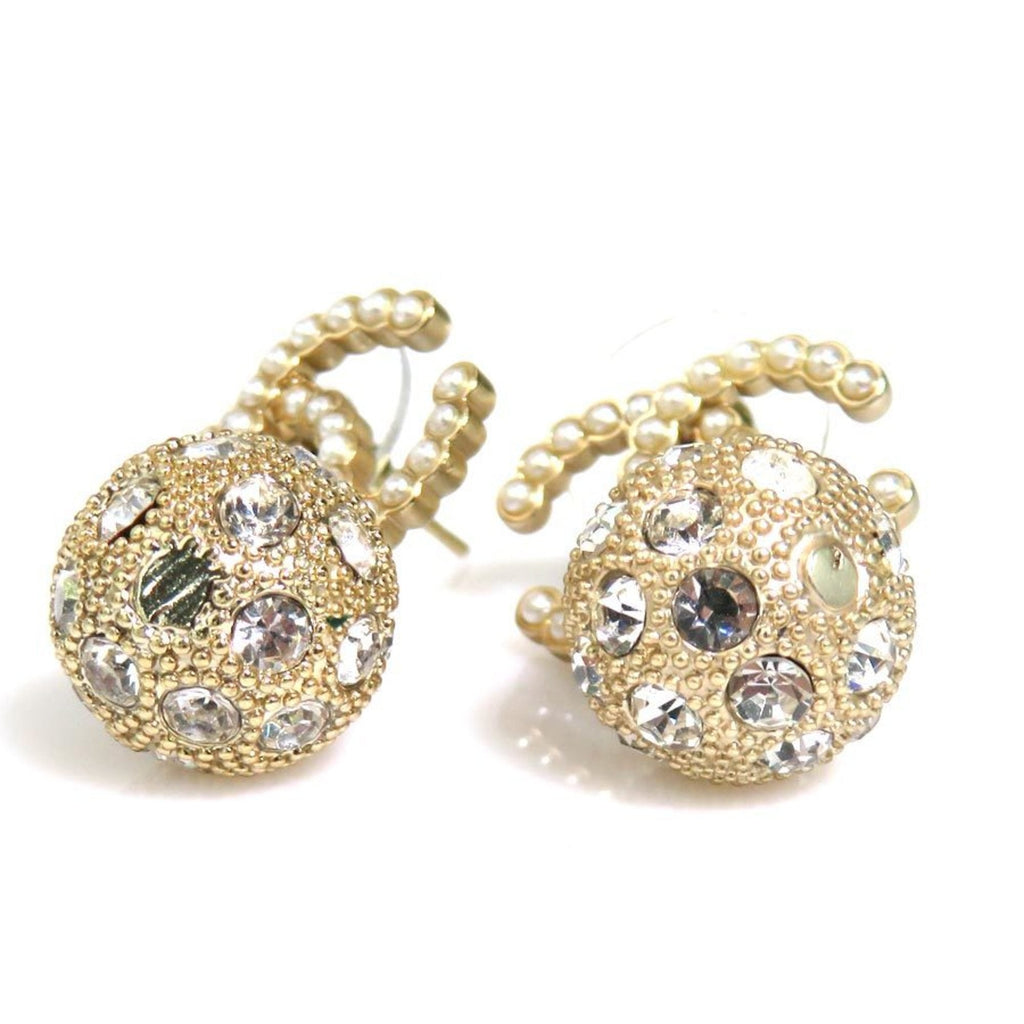Earrings Pearl Gold-Tone Metal