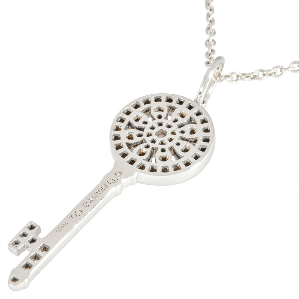 Petal Key Pendant Necklace Platinum Mini with Diamond