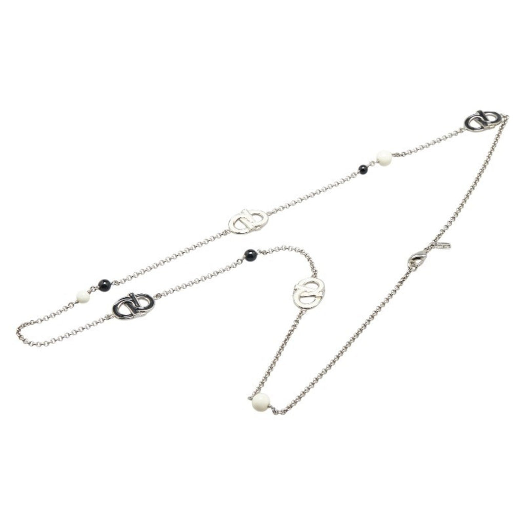 Gancini Pendant Necklace Metal Black and Silver and White