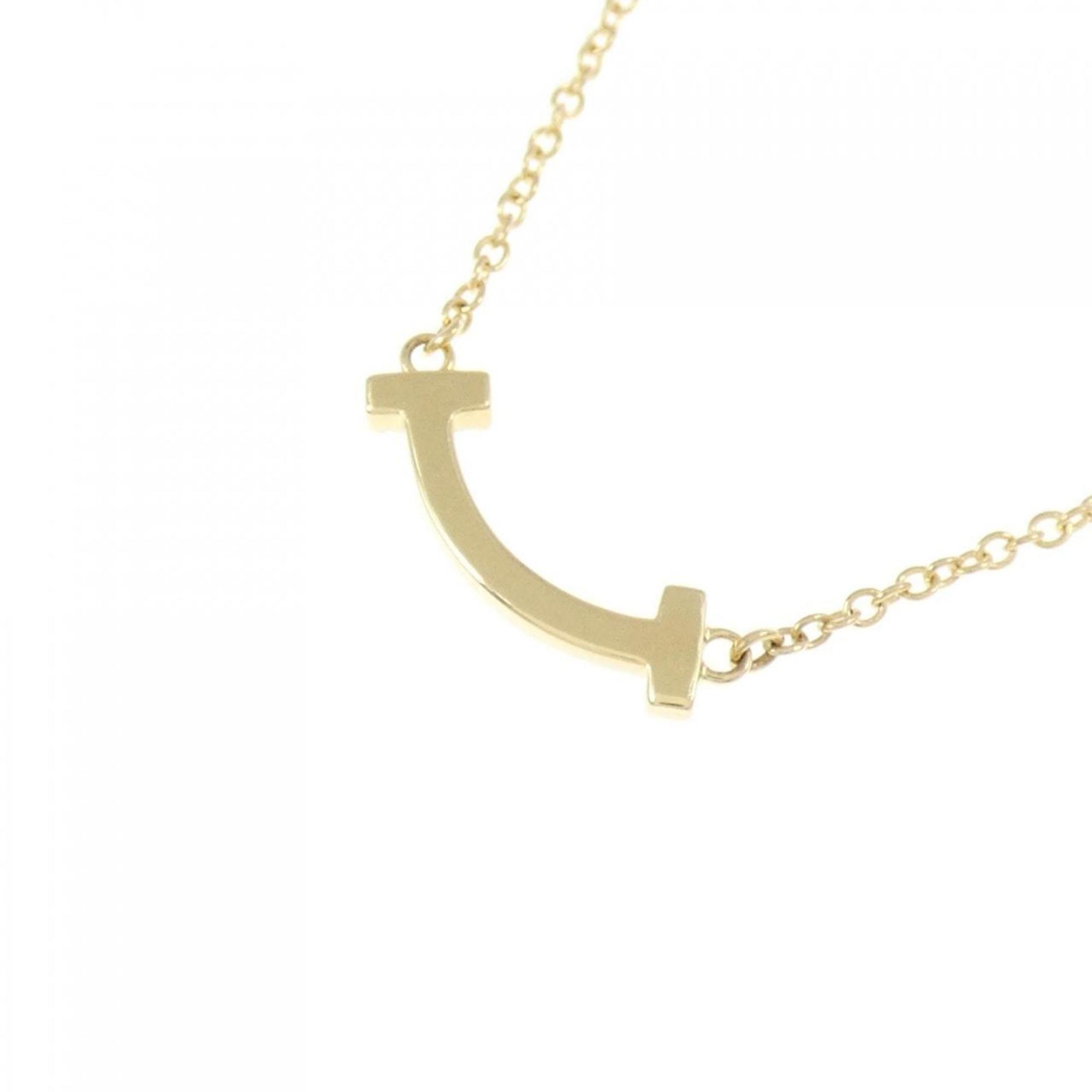 T Smile Mini Pendant Necklace 18K Yellow Gold with Diamonds