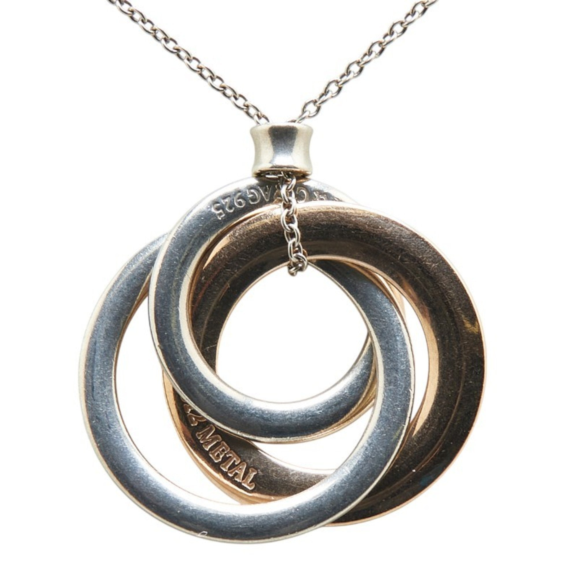 Interlocking Circle Pendant Necklace Sterling Silver