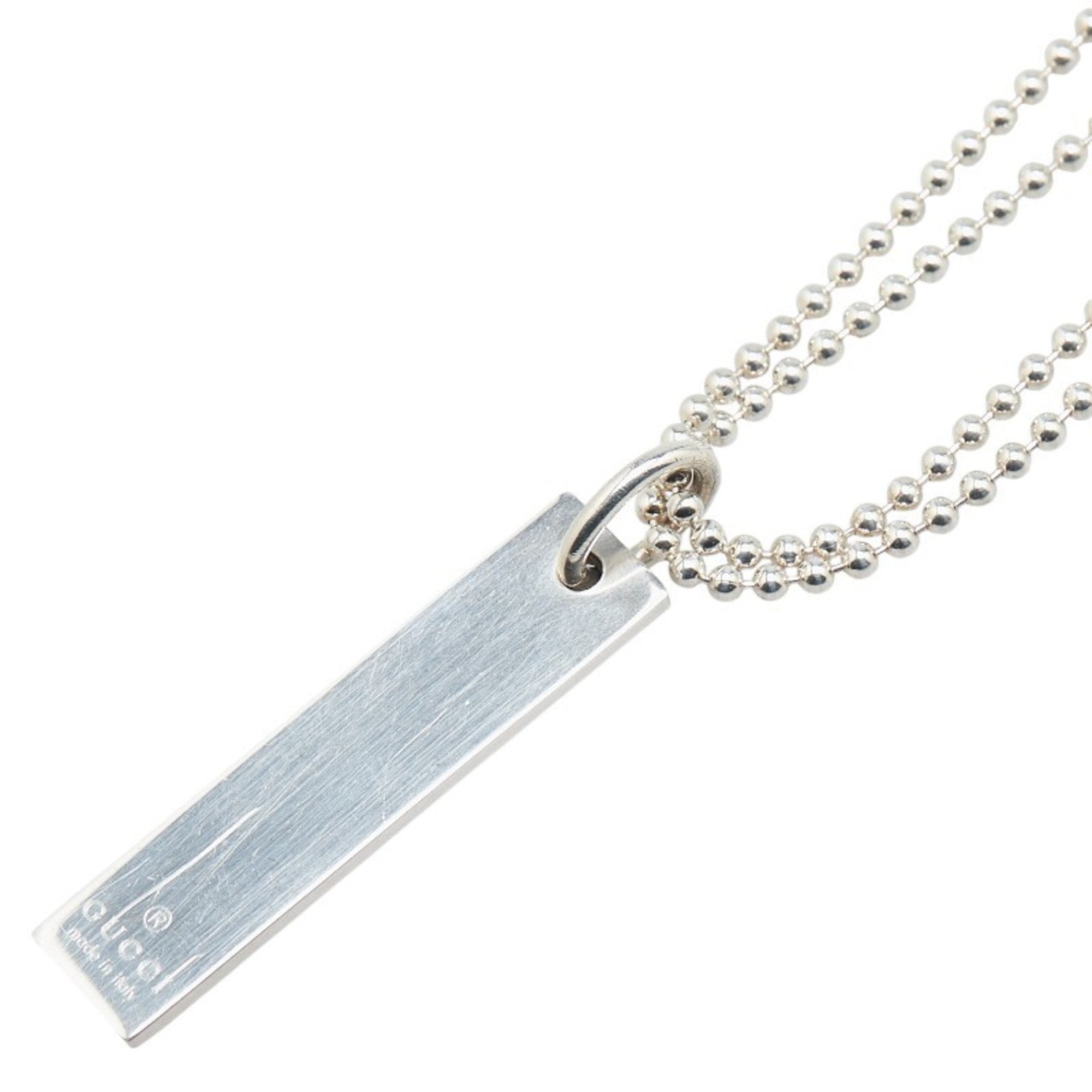 Plate Double Ball Chain Pendant Necklace Sterling Silver