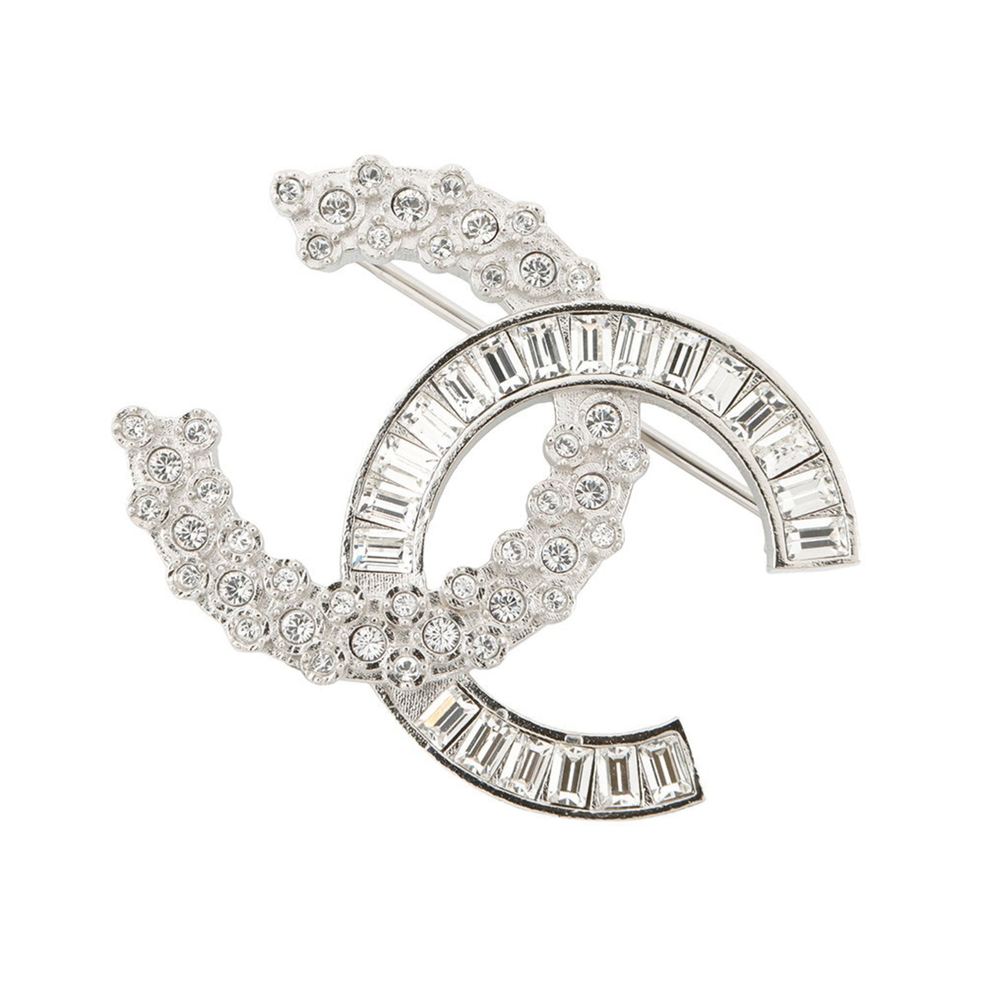 CC Logo Brooch Silver-Tone Metal
