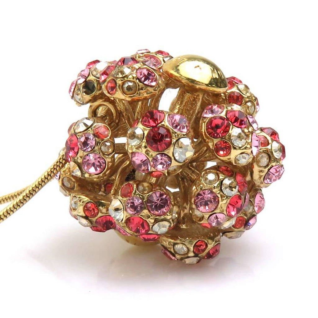 Mille Eune Nuit Pendant Necklace Metal with Rhinestone Gold Pink Red