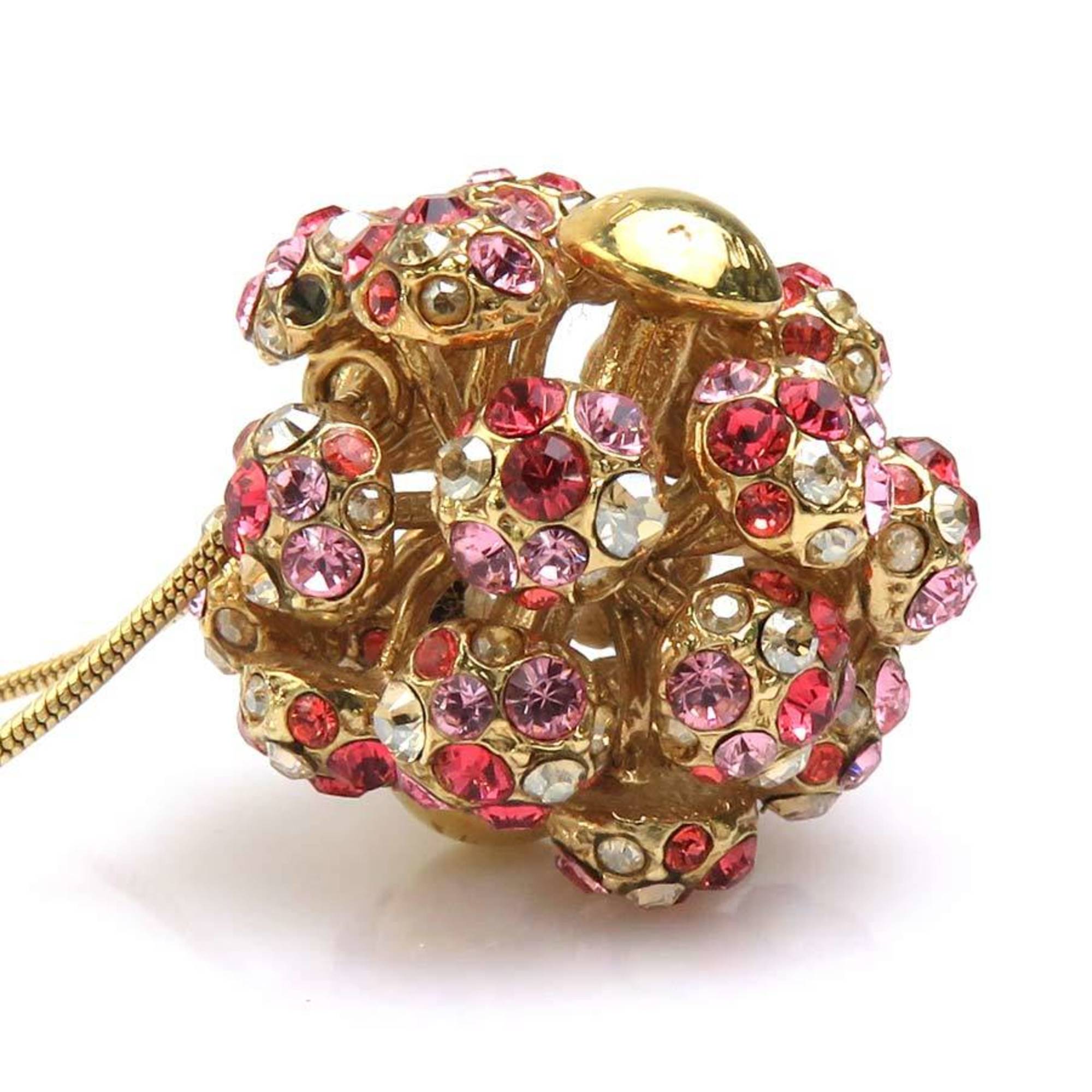 Mille Eune Nuit Pendant Necklace Metal with Rhinestone Gold Pink Red