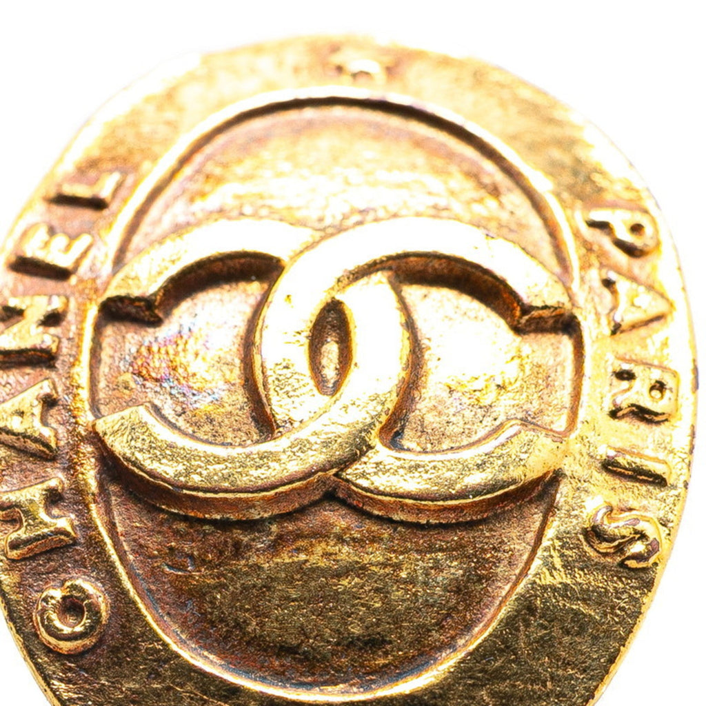CC Logo Oval Clip-On Earrings Metal Gold-Tone Metal