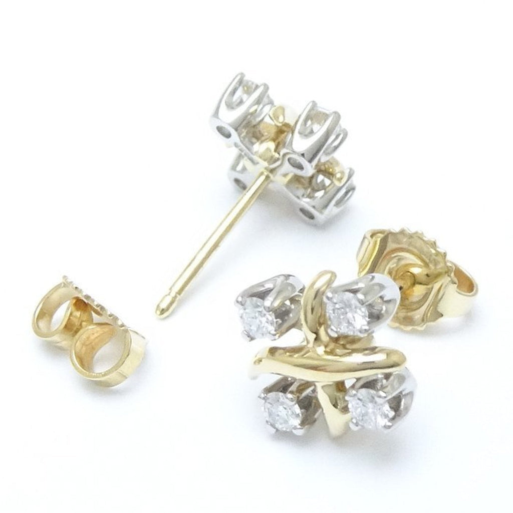Earrings 18K Yellow Gold and Platinum