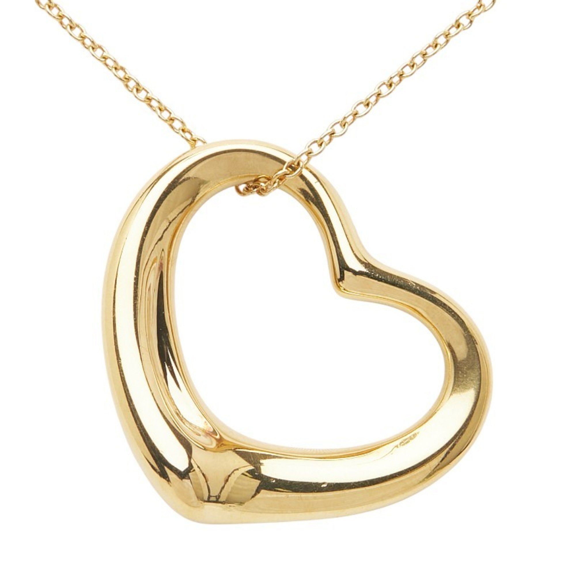 Open Heart Pendant Necklace 18K Yellow Gold 23mm