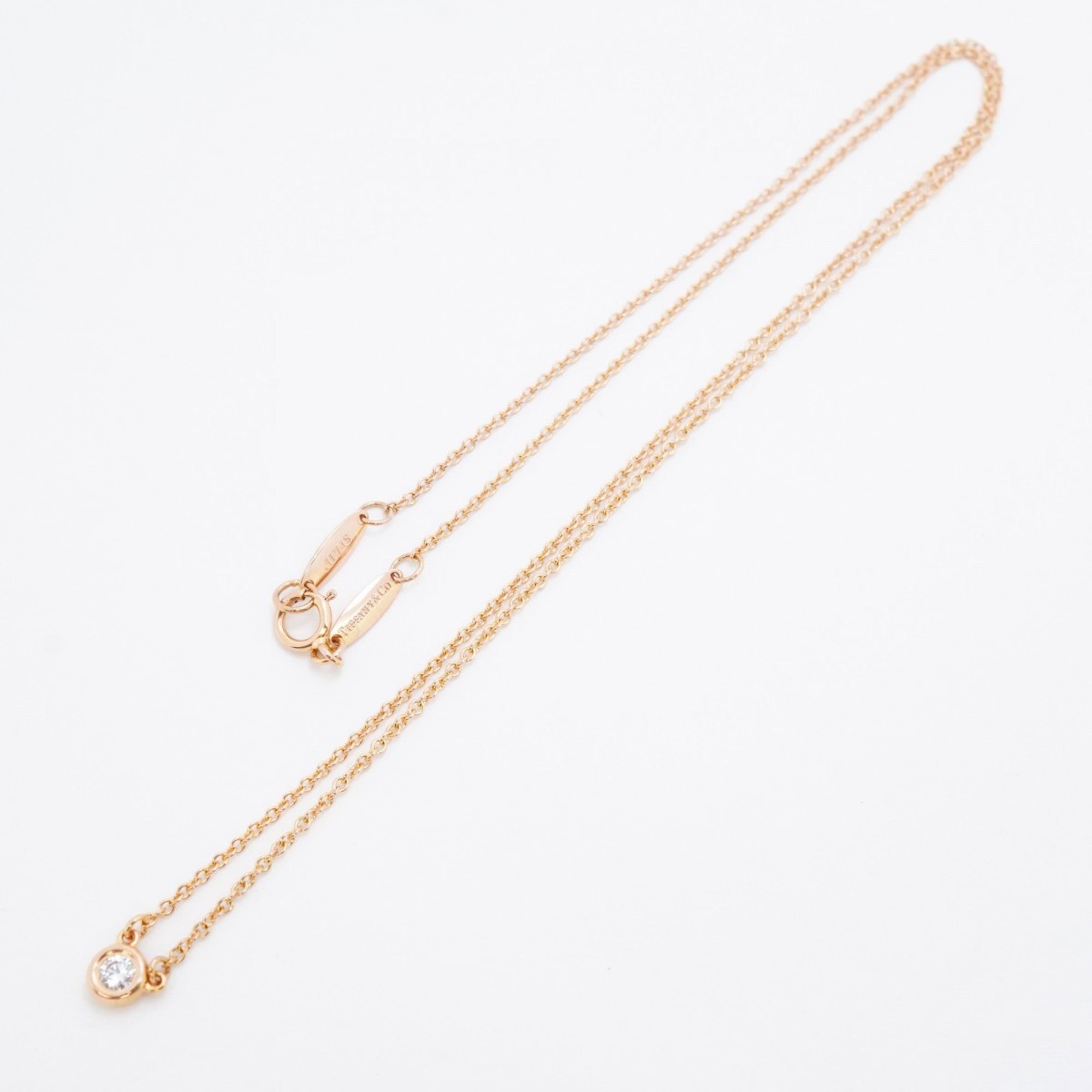 Elsa Peretti Diamonds By The Yard Pendant Necklace 18K Rose Gold and Diamond