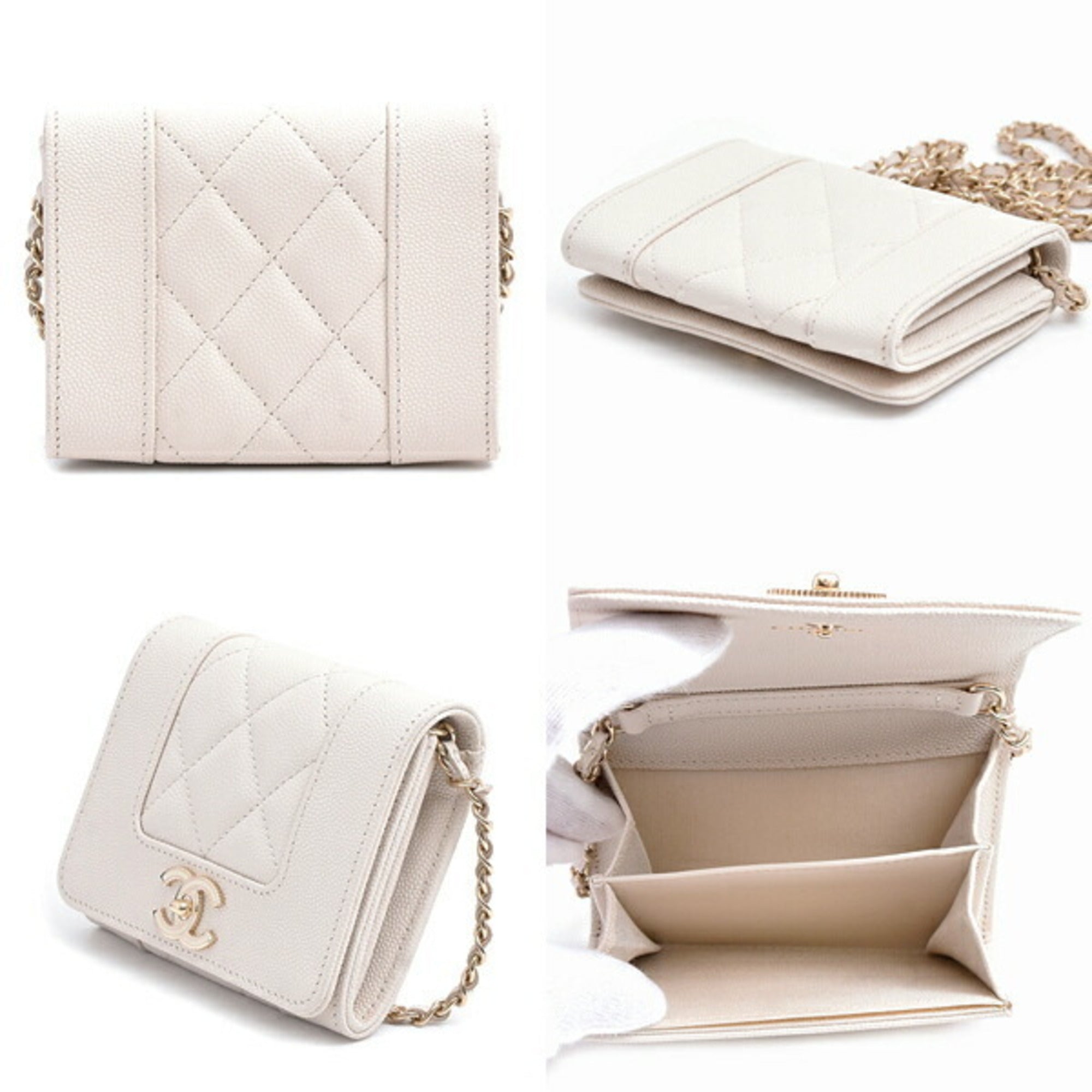 Mademoiselle Vintage Wallet on Chain Quilted Caviar