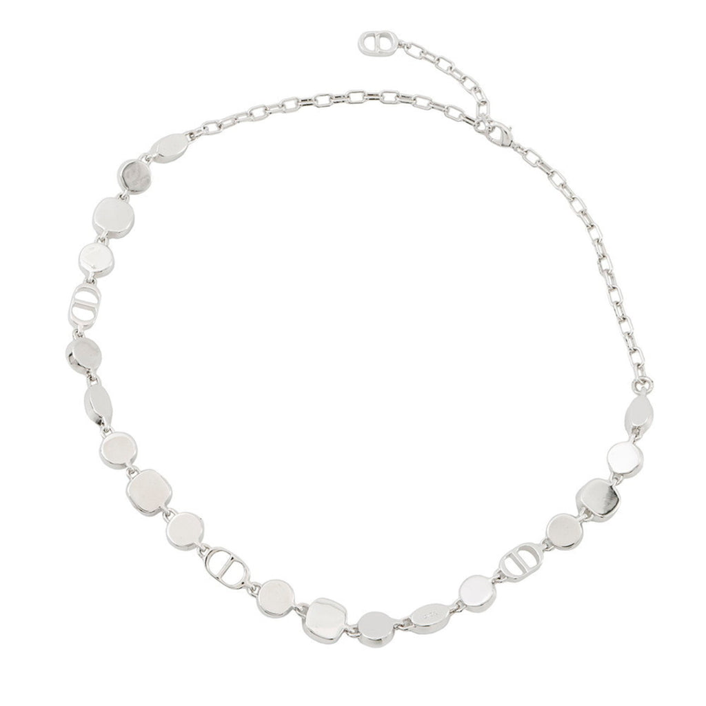 Pendant Necklace Metal Silver with Color Stone