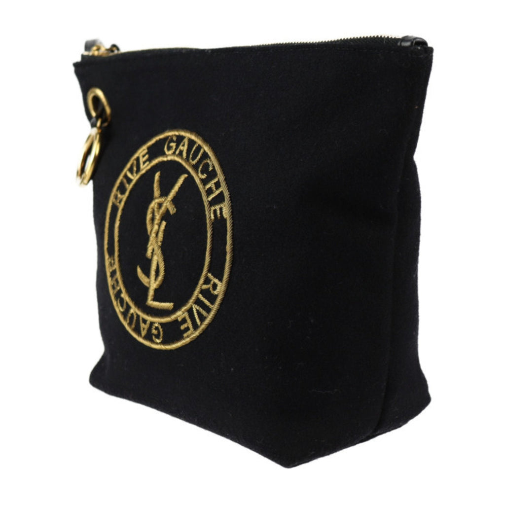Rive Gauche Drawstring Bucket Bag Embroidered Wool
