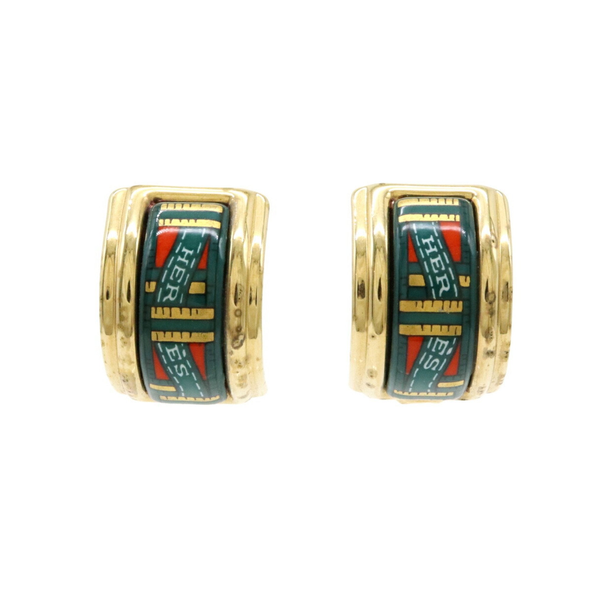 Clip-On Earrings Cloisonné and Enamel and Gold