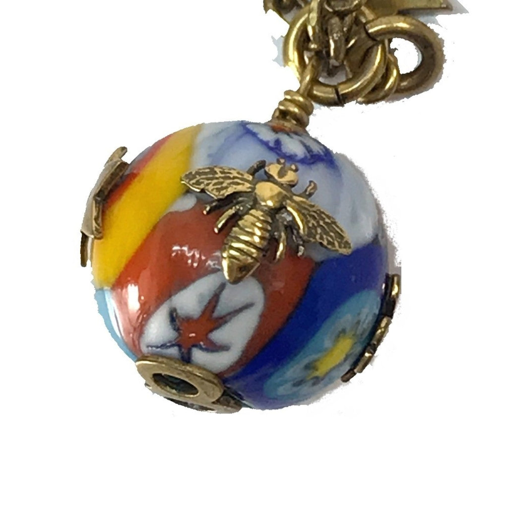 J'ADIOR Bee Pendant Necklace Cloisonné and Enamel and Metal Multi-Color