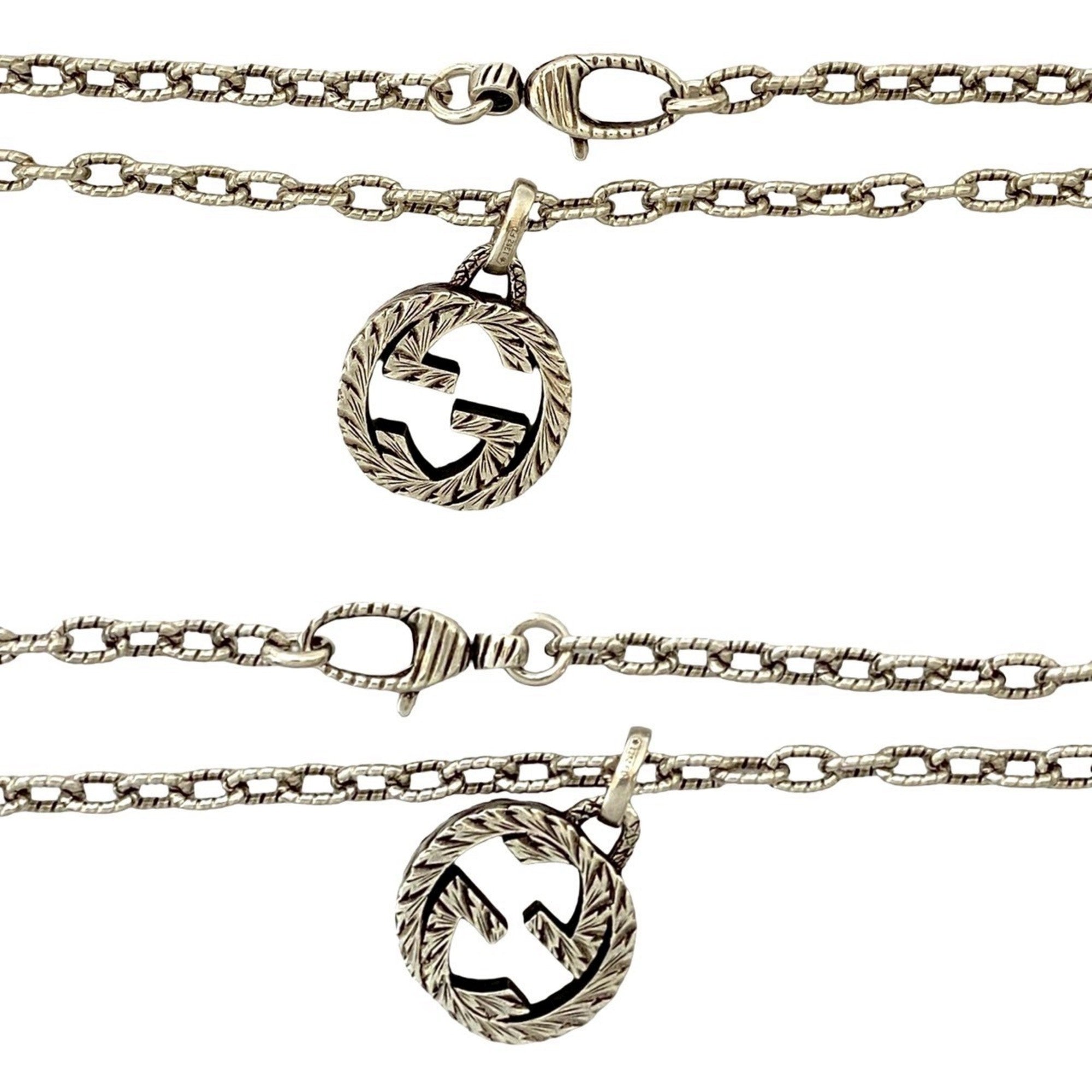 Interlocking G Pendant Necklace Sterling Silver