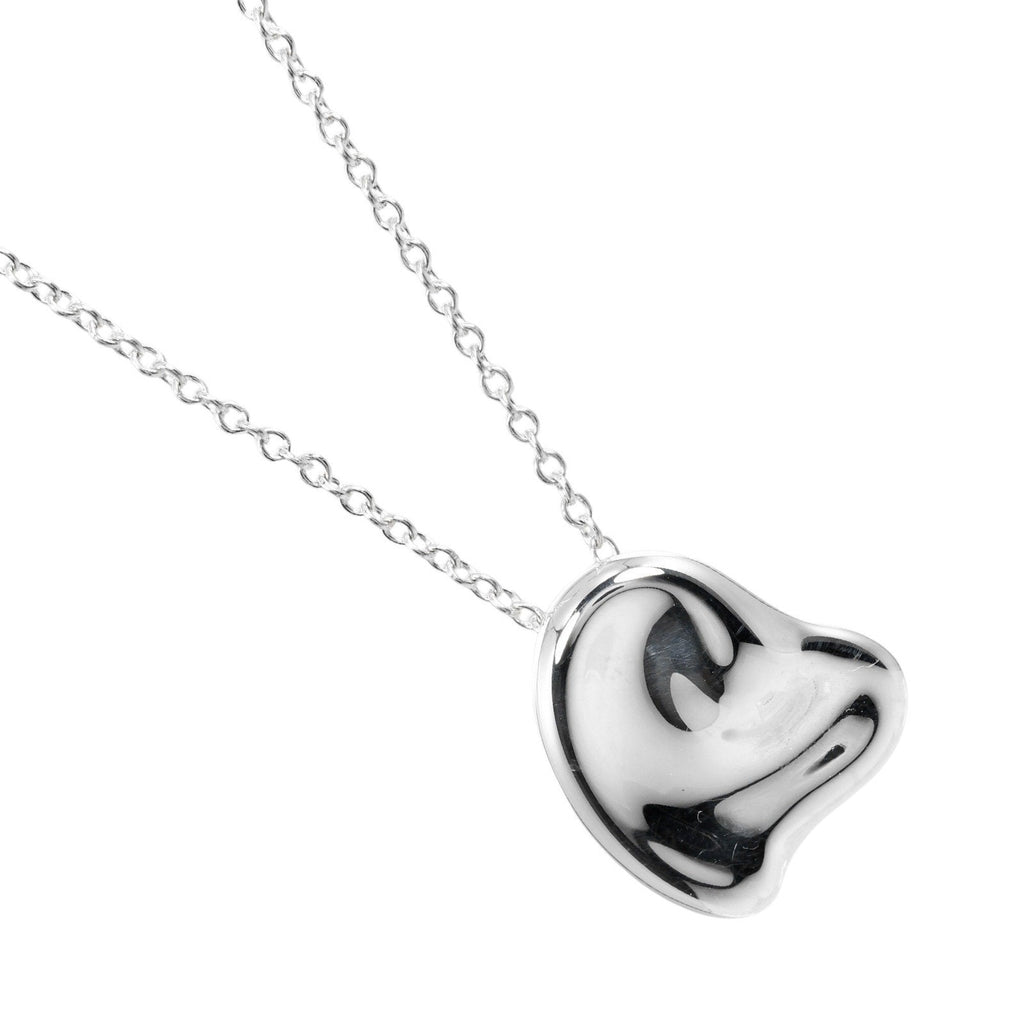 Curved Heart Pendant Necklace Sterling Silver