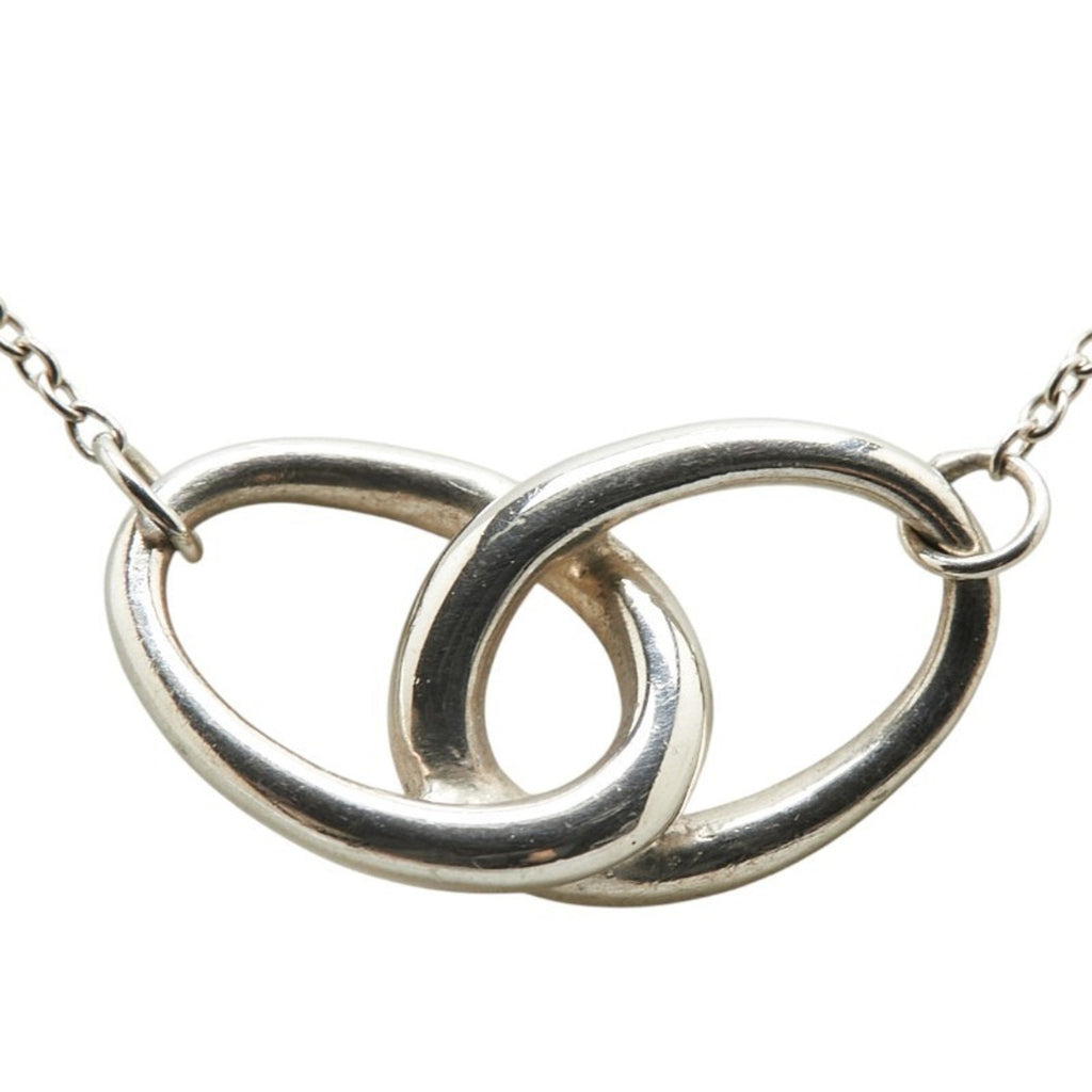 Double Loop Pendant Necklace Sterling Silver
