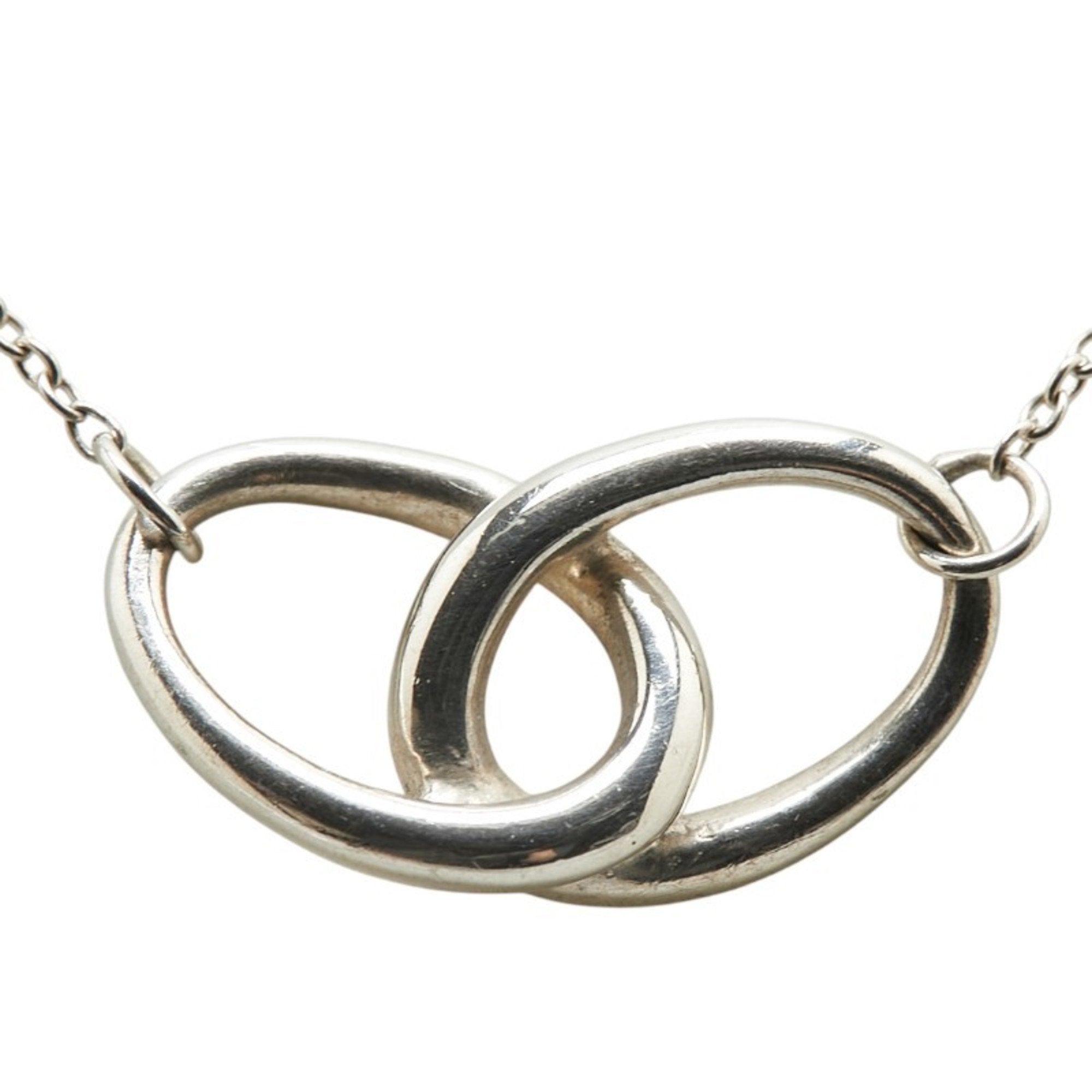 Double Loop Pendant Necklace Sterling Silver