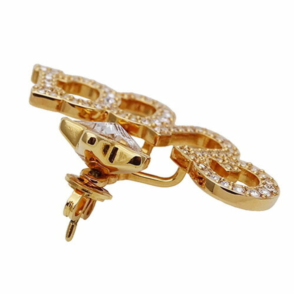 Single Earring Rhinestone Gold-Tone Metal