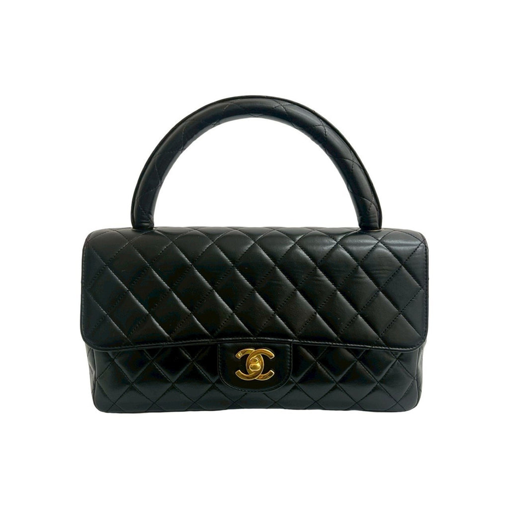 Vintage Twin Top Handle Flap Bag Quilted Lambskin Medium
